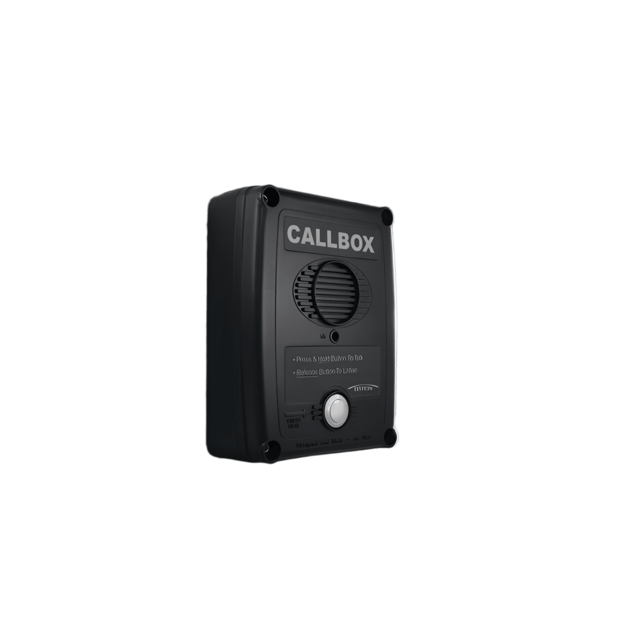 Callbox Inalámbrico UHF / 450-470 MHz / Gabinete de Policarbonato Resistente / PTT Antivandálico / Grabación de Mensajes / Uso en Exteriores