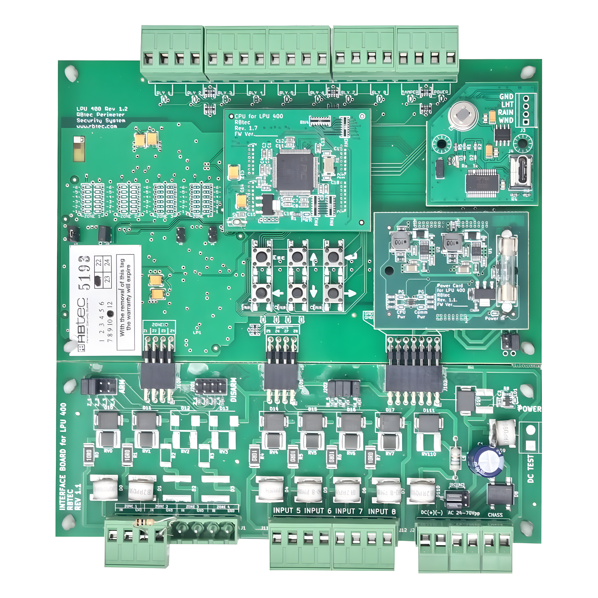Unidad analizadora / 2 zonas / 305 m (1000 ft) por zona / 2 salidas de relevador / -40°F a 176°F — RBTEC · SKU LPU400