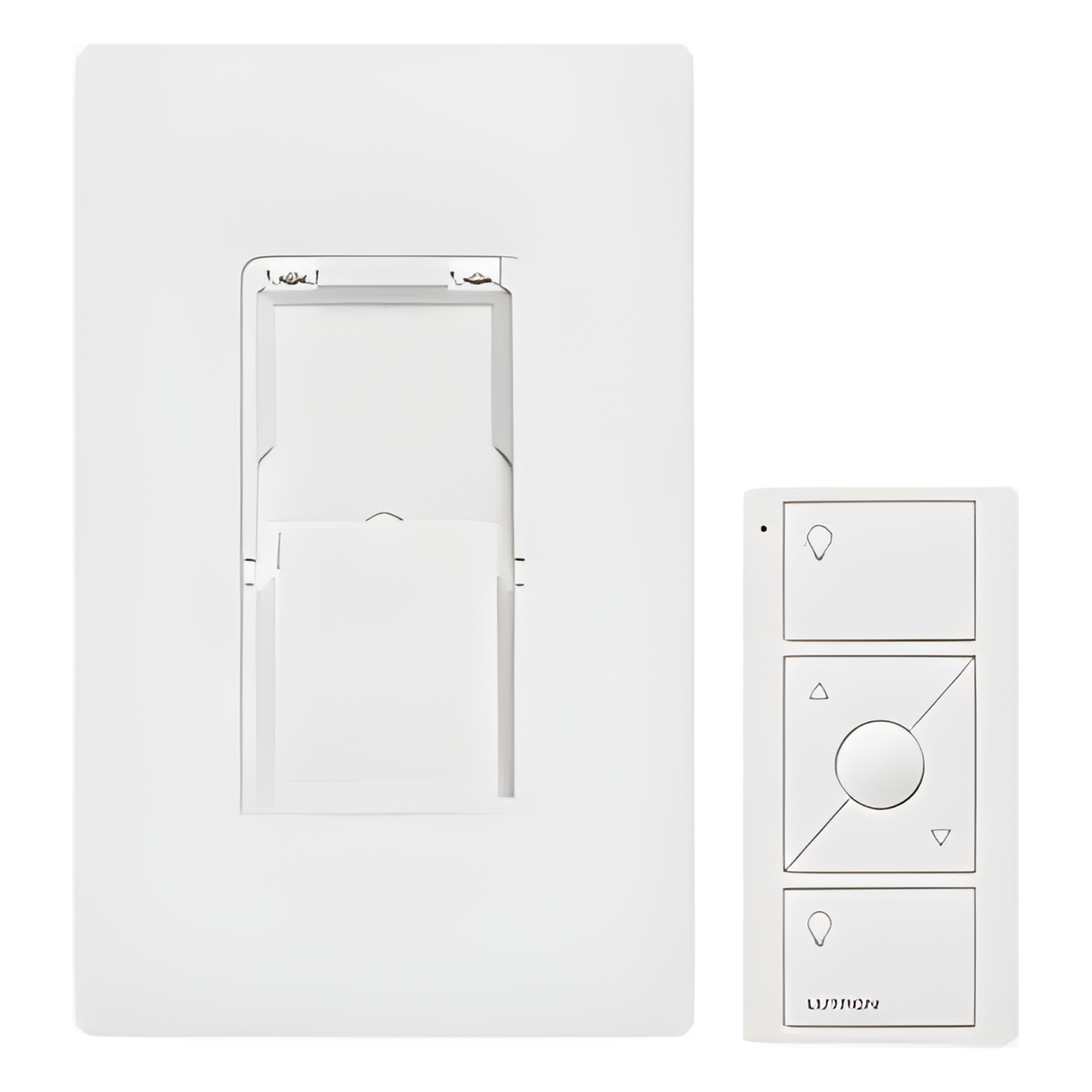 Kit de Control de Pared Inalámbrico / 3 Botones con Subir/Bajar / Alcance 9 m (29.5 ft) a través de Muros / Batería CR2032 10 Años / Frecuencia 431-437 MHz — LUTRON CASETA WIRELESS · SKU PJ2WALLWHL01