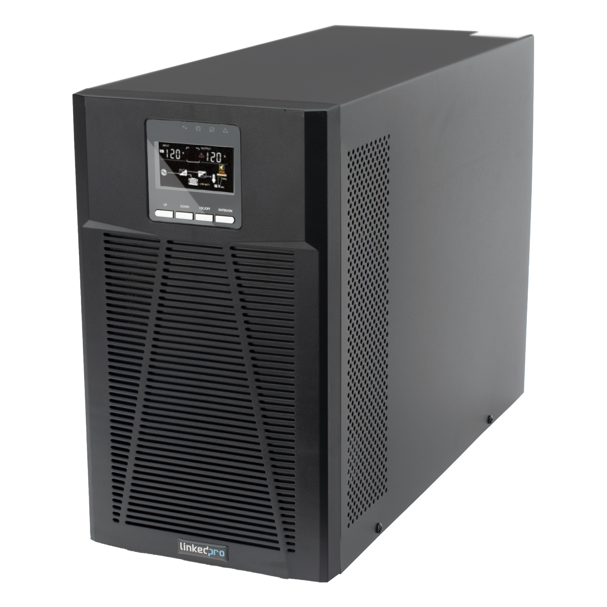 UPS Online Doble Conversión / 2000 VA / 1800 W / Rack-Torre 2U / Onda Senoidal Pura / AVR / Pantalla LCD Configurable — LINKEDPRO BY EPCOM · SKU LP2KOLT