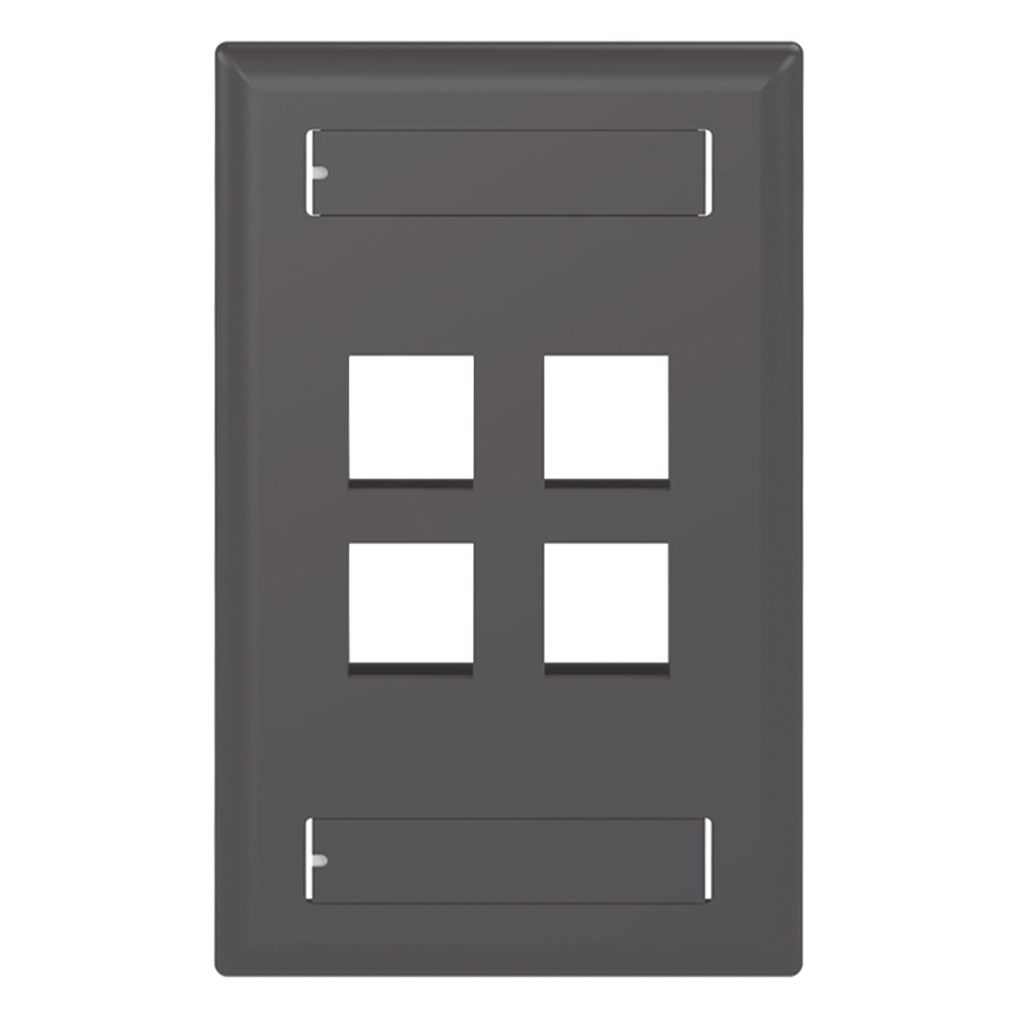 Placa de Pared Vertical / 4 Puertos Keystone / Montaje Vertical / 69.8 x 114.3 mm (2.75 x 4.5 pulg.) / ABS Negro / RoHS — PANDUIT · SKU NK4FBL