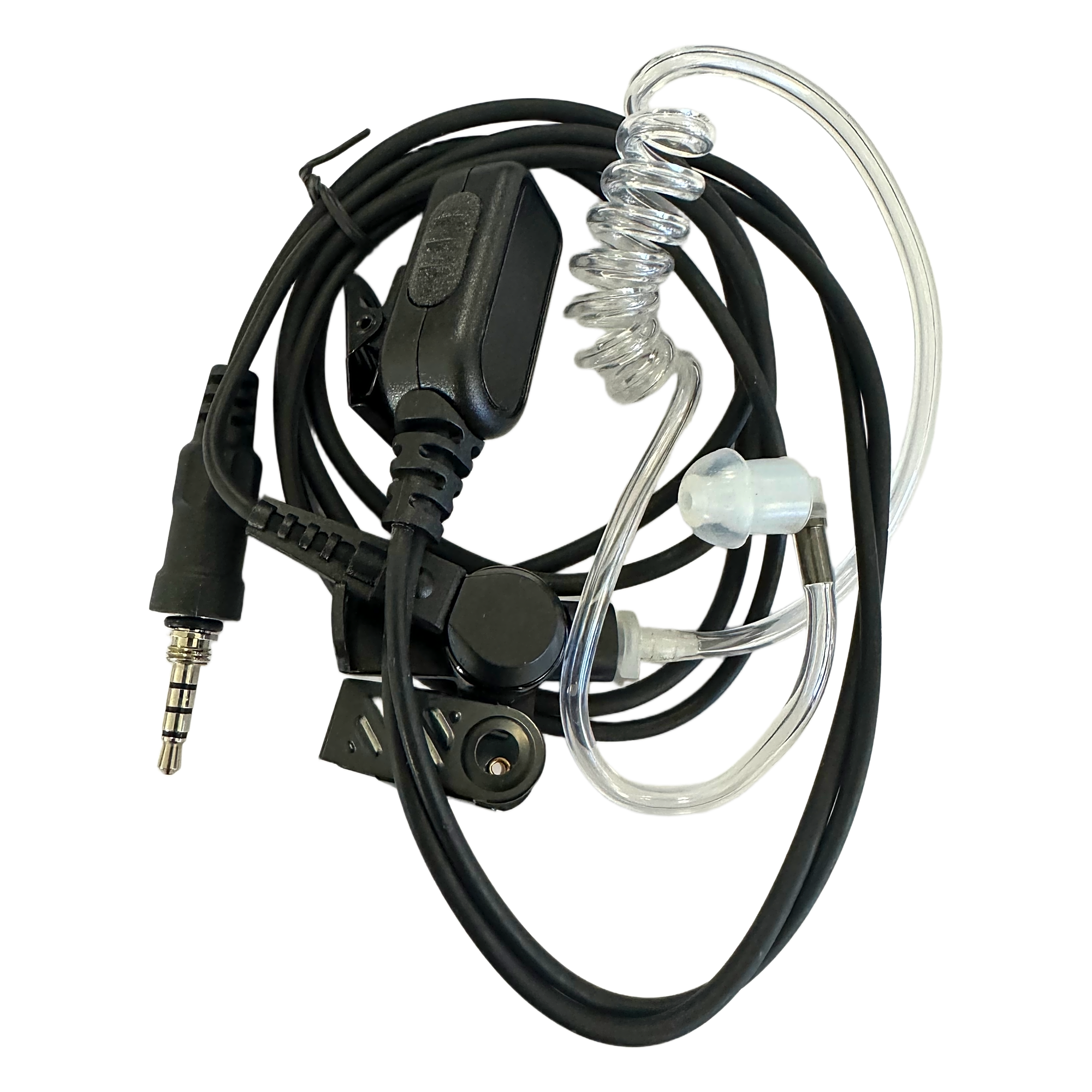 Micrófono Audífono de Solapa / Tubo Acústico Transparente / 2 Cables / Audio Bidireccional / Material Hipoalergénico