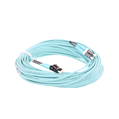 Jumper de Fibra Optica Multimodo 50/125 OM4, LC-LC Duplex, OFNR (Riser), Color Aqua, 20 Metros (65.62 Pies)