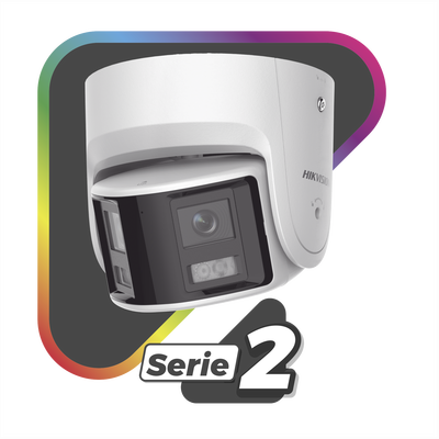 [FlexVu] [PROTECCIÓN ACTIVA] Turret IP 4 Megapixel / 2 Lentes de 2.8 mm (Imagen Panorámica 180°) / 30 mts IR / Exterior IP67 / Luz Intermitente y Alerta de Audio / Audio Bidireccional / ACUSENSE / WDR 120 dB / Micro SD