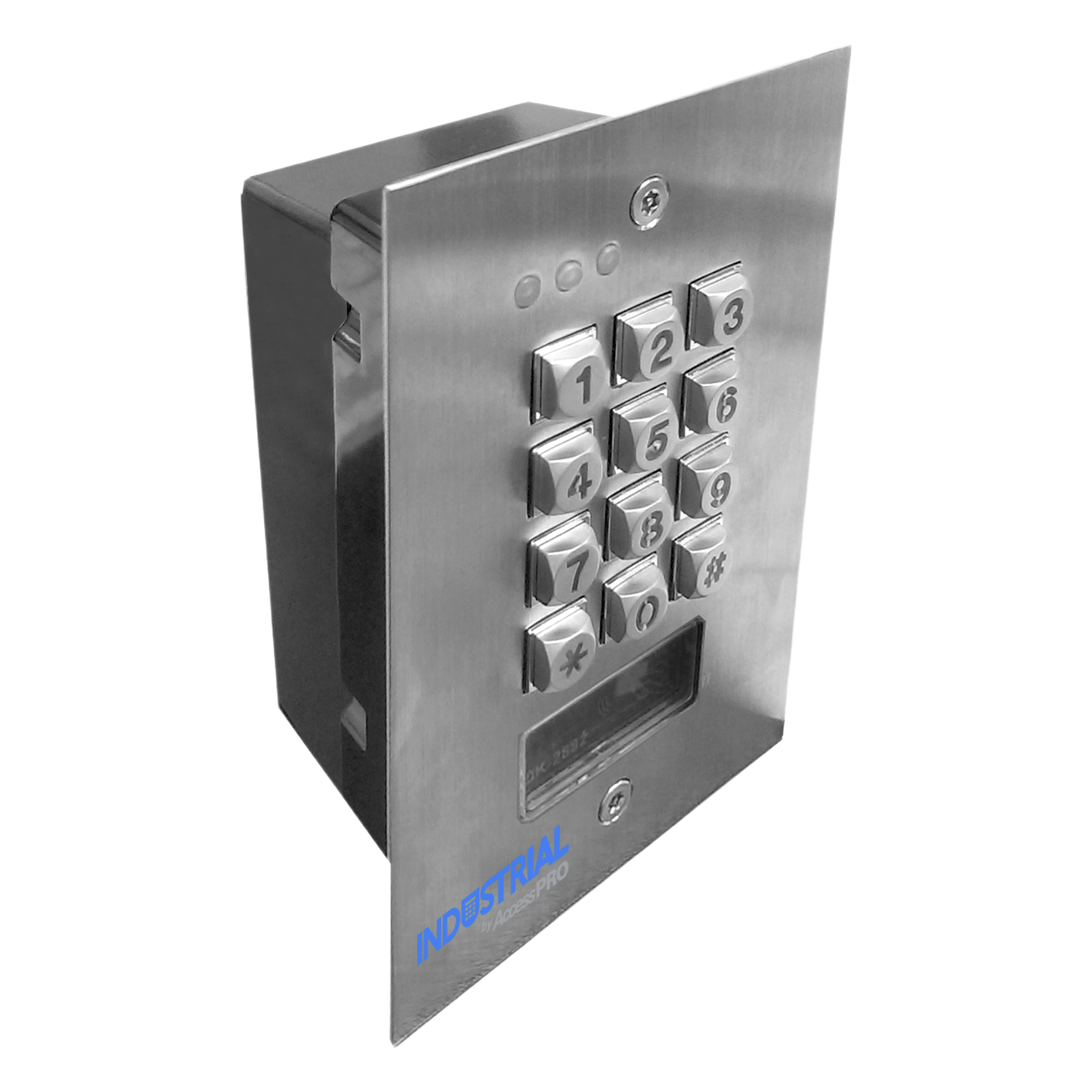 Teclado de Control de Acceso / Antivandálico / 1,200 Usuarios / 3 Relevadores / Salida Wiegand / Lector de Proximidad / Empotrable — AccessPRO Industrial · SKU PROKEYPAD2V2