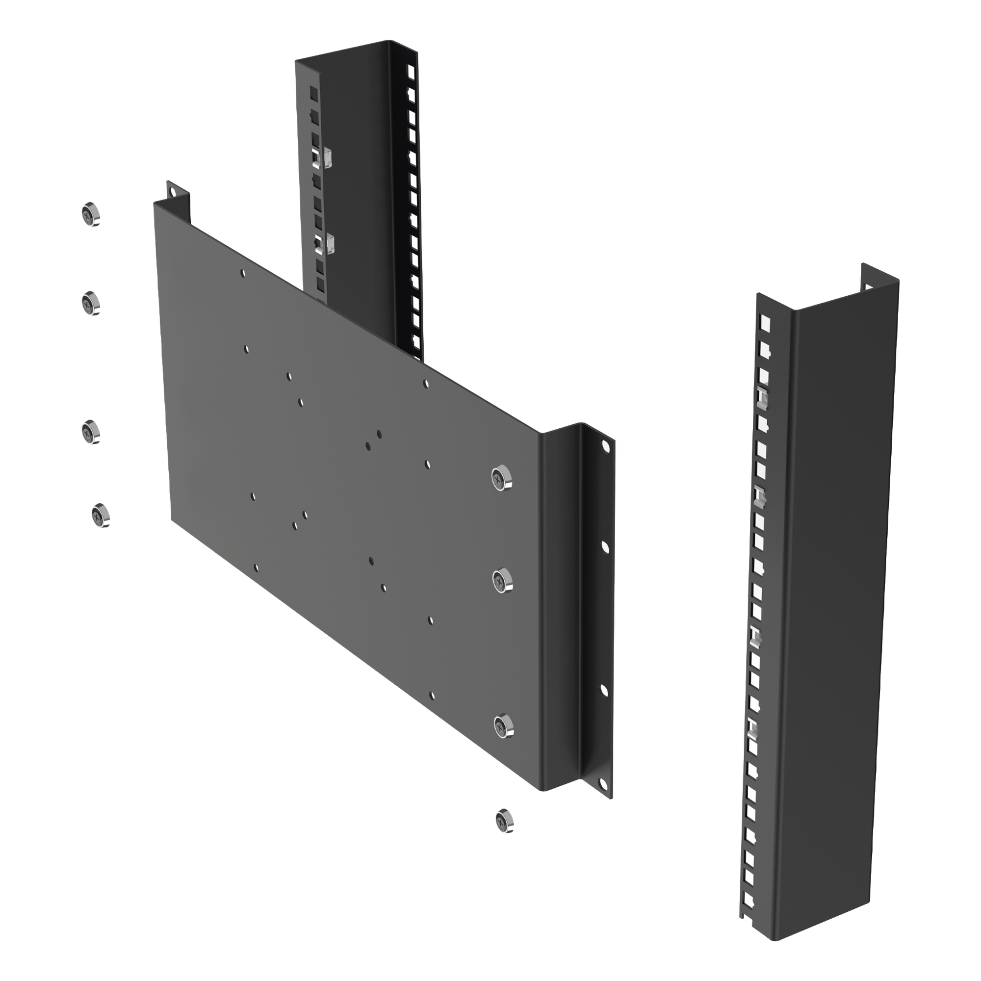 Montaje para Monitor VESA 75x75 hasta 200x200. Compatible con rack 19" 5U.
