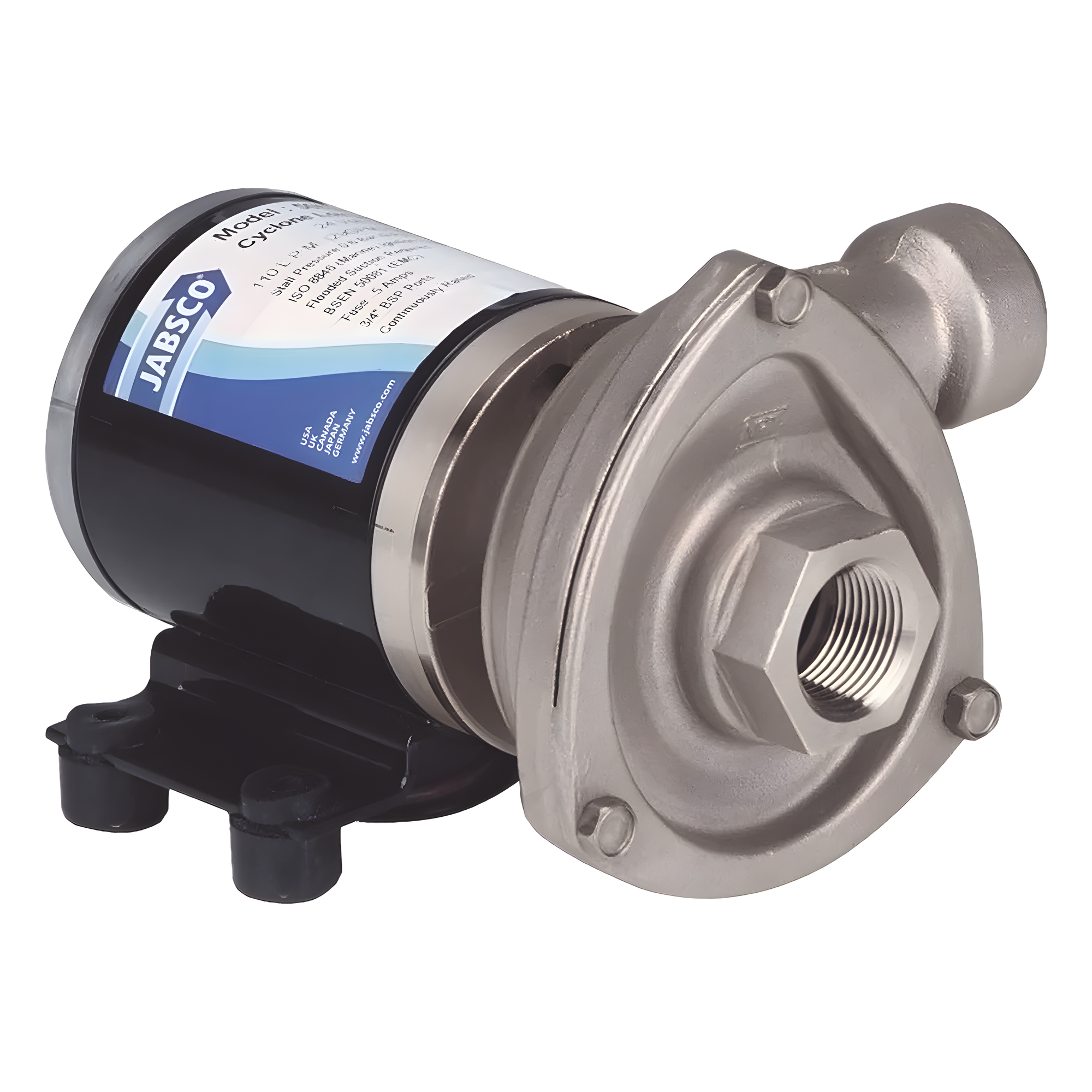Bomba Centrífuga de Baja Presión / 12 Vcd / Caudal 29 GPM / Presión 8.7 psi / Acero Inoxidable / Succión 2 m (6.6 ft) — JABSCO · SKU 50840-0012