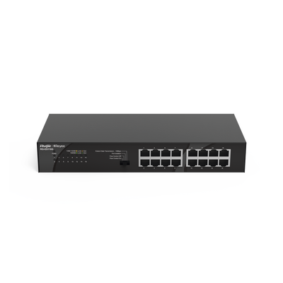 Switch No Administrable / 16 Puertos Gigabit / 32 Gbps / Fanless / Protección 4 kV — RUIJIE · SKU RG-ES116G-L