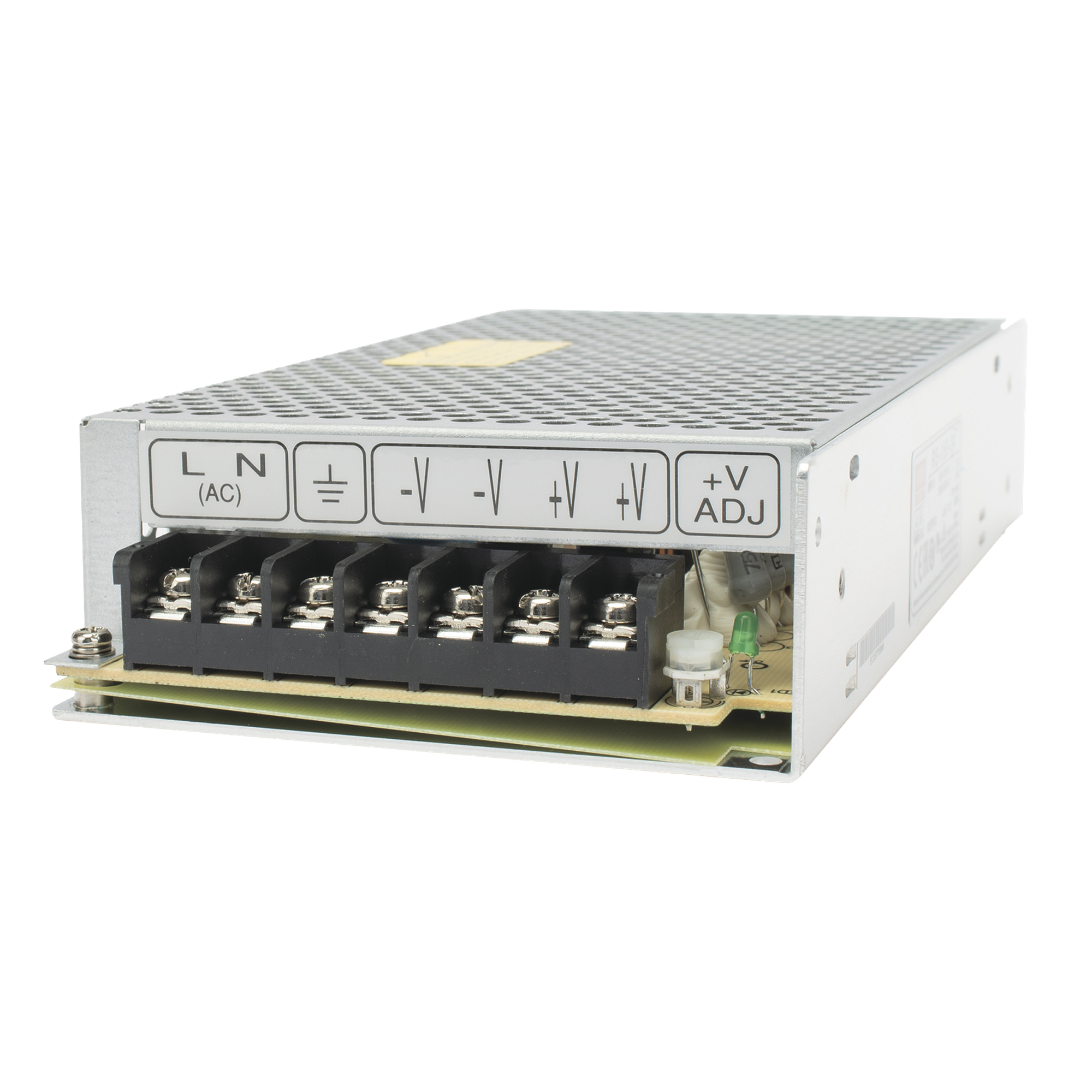 Fuente de Poder Conmutada / 150W / 24Vcc / 6.5A / 100-240Vca / 98x38x199 mm / 3.22x1.5x6.54 in — MEANWELL · SKU RS-150-24