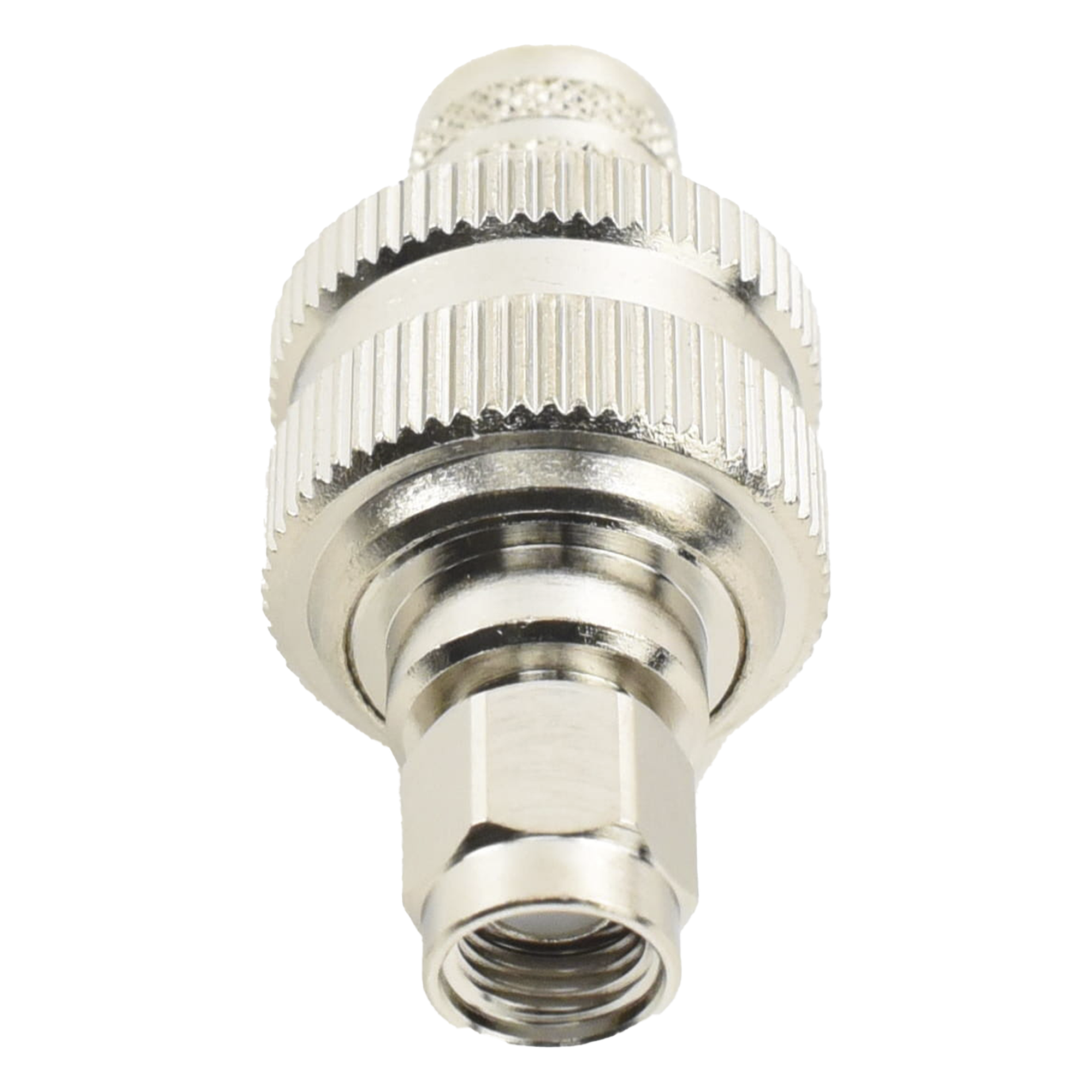 Conector SMA Macho Inverso / Anillo Plegable / Cables RG-8/U, LMR-400, Belden 9913 / Cuerpo Bronce Níquel / Contacto Oro / Aislante Teflón — RF INDUSTRIES,LTD · SKU RP-3000-I