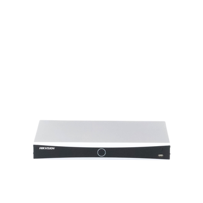 NVR 12 Megapixel (4K) / 16 Canales IP / 16 Puertos PoE+ / Reconocimiento Facial / AcuSense (Evita Falsas Alarmas) / 2 Bahías de Disco Duro / Switch PoE 300 mts / HDMI en 4K / Alarmas I/O / 300 Metros PoE Modo Extendido