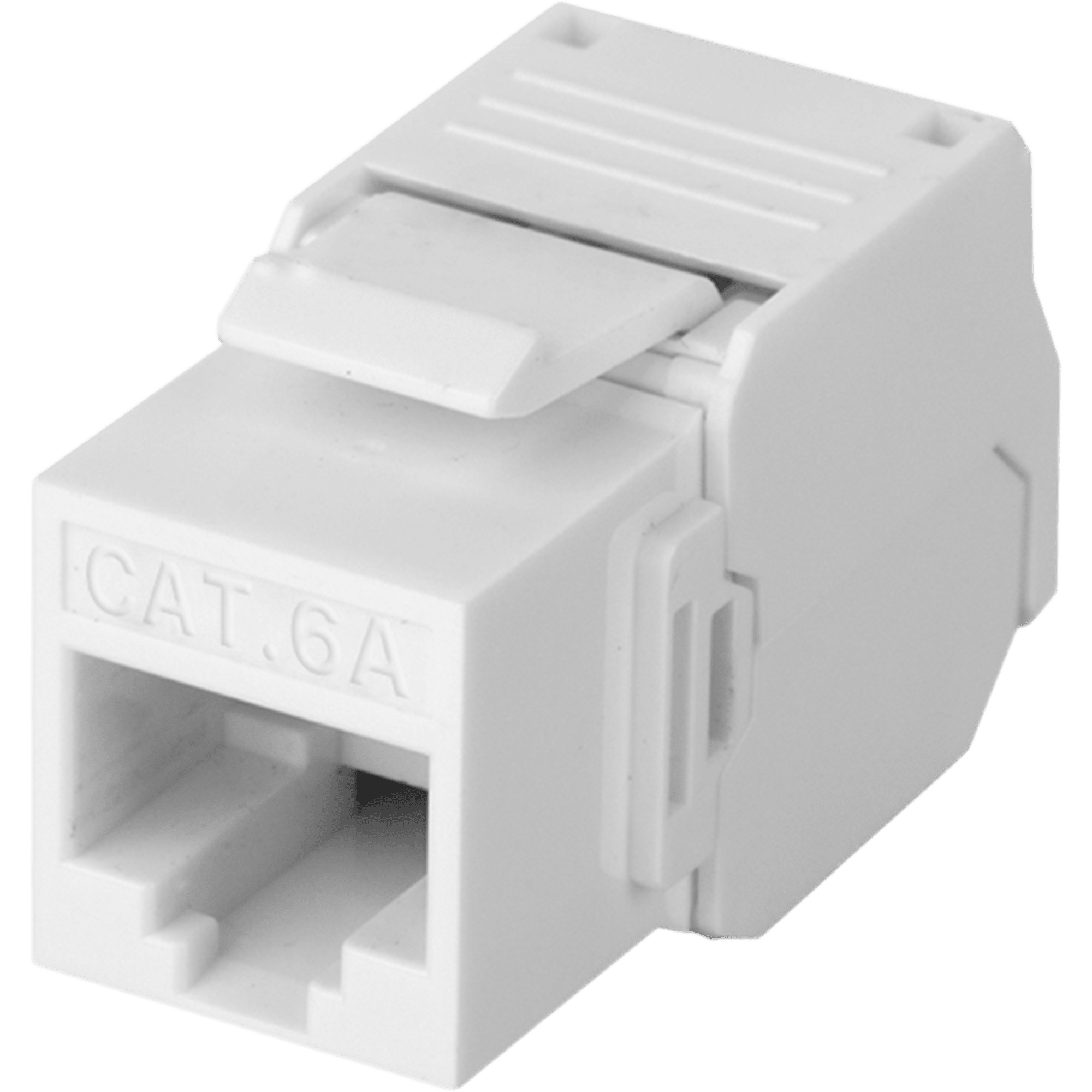 Módulo Jack Keystone Cat6A (Toolless), con Terminación en Ángulo 180 Grados Color Blanco, Compatible con Faceplate y Patchpanel Linkedpro