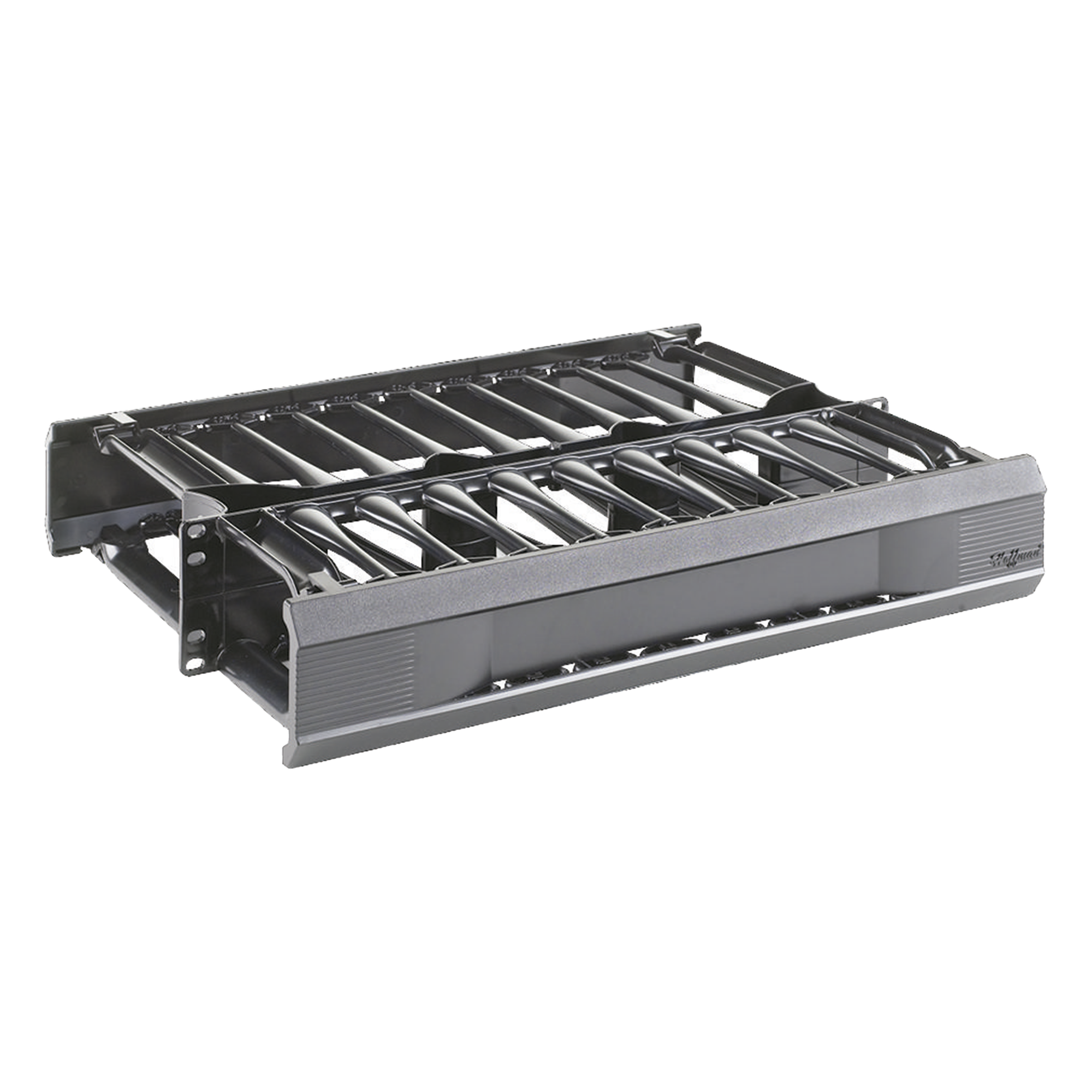 Organizador de Cables Horizontal / Doble Cara Frontal y Posterior / Rack 19in / 2 UR / Capacidad 223 Cables Cat 5e — HOFFMAN · SKU DCHD2