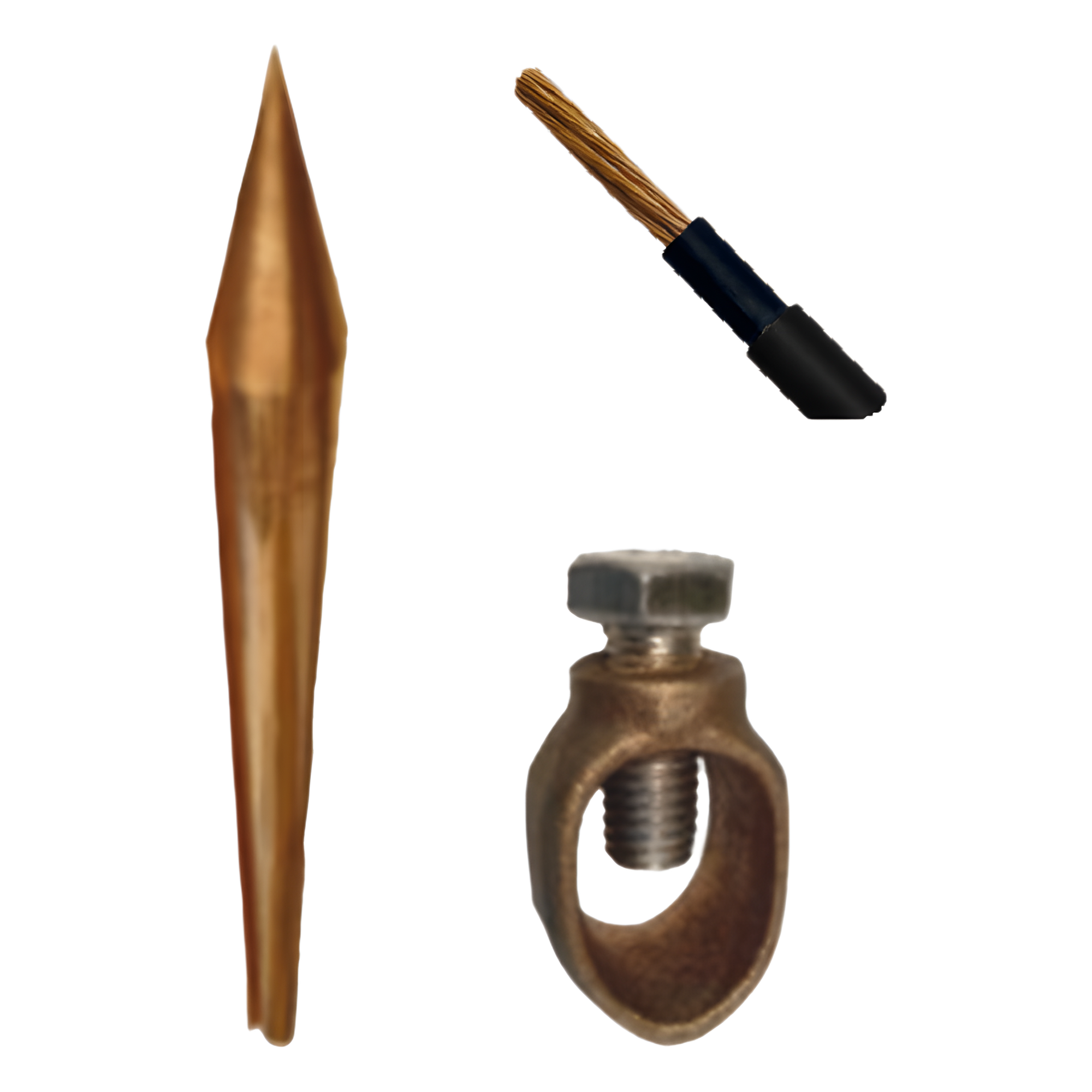 Kit Básico para Tierra Física con Varilla de  5/8" de 1.5 m de Largo, Opresor y 10 Metros de Cable Negro  6 Awg.