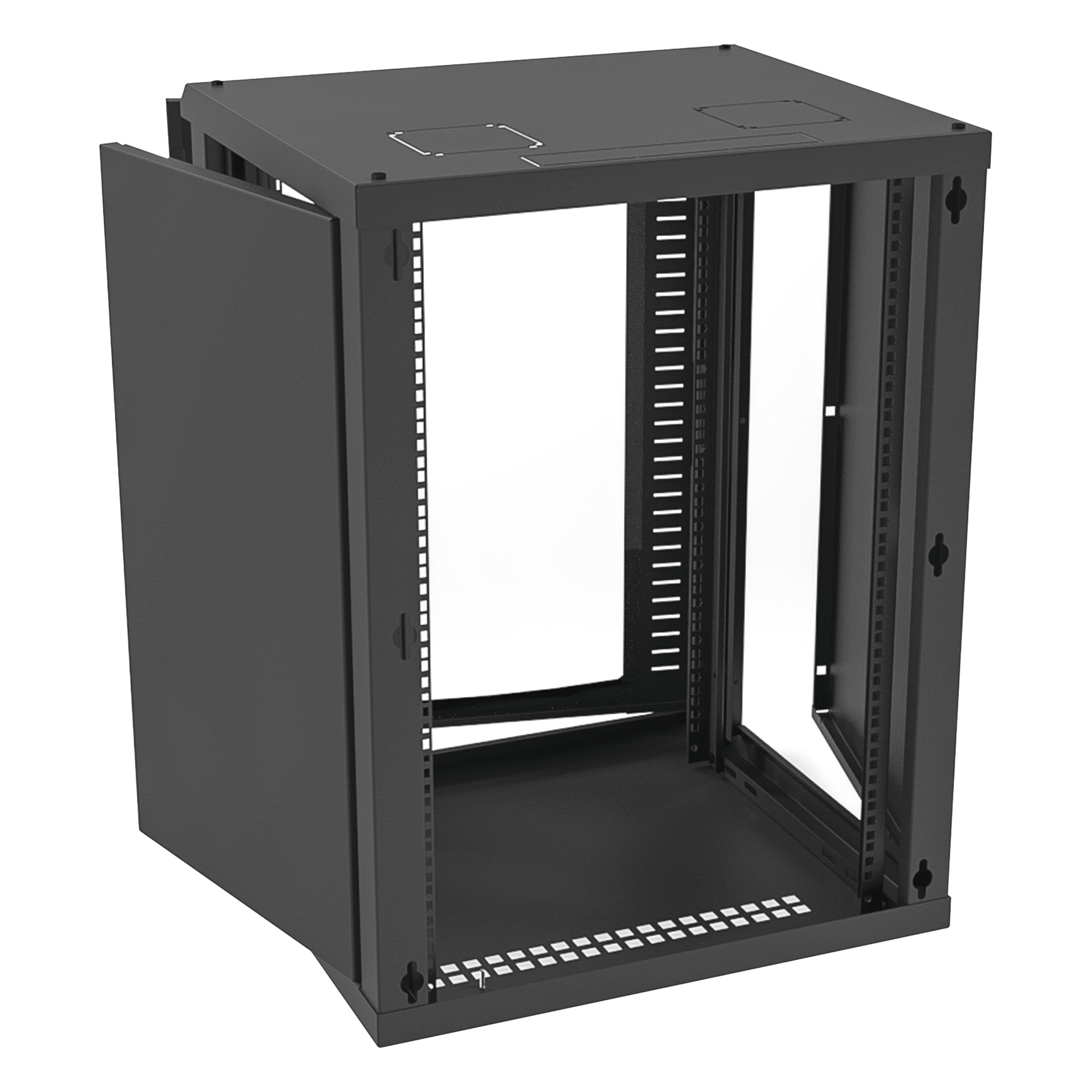 Gabinete para Montaje en Pared, Puerta de Cristal Templado, Cuerpo Fijo con Rack 19" de 16 Unidades