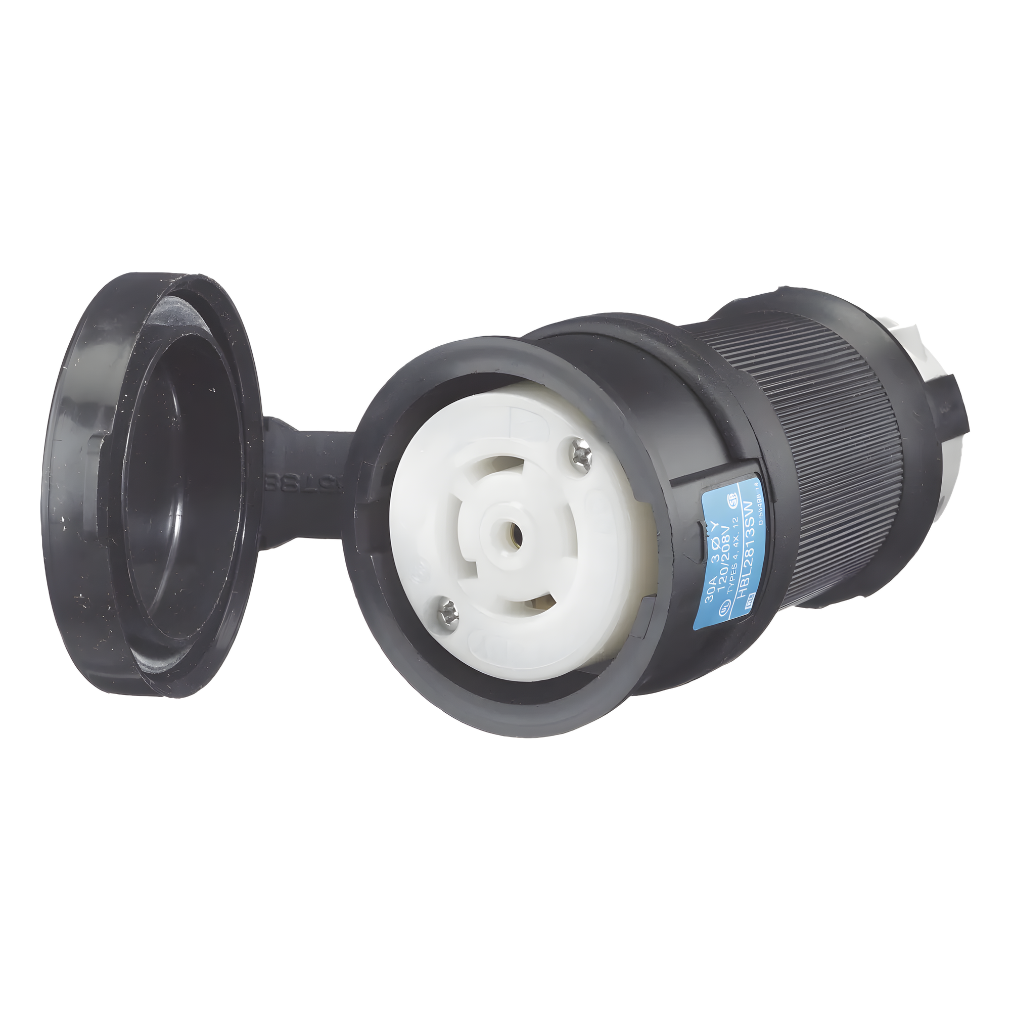 Conector Industrial con Bloqueo de Media Vuelta / 30 A / 120/208 V CA / NEMA L21-30R / 4 Polos 5 Hilos / 2.33 x 2.33 x 3.86 in / Grado Industrial — HUBBELL · SKU HUB-HBL-2813