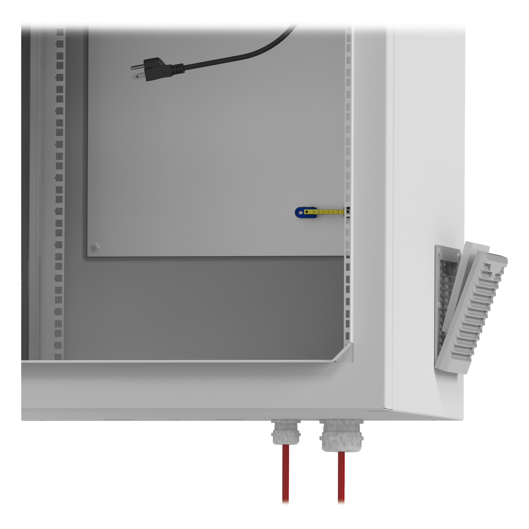 Gabinete Exterior IP / Rack 19" 24U / Ventiladores con Termostato / Acero Galvanizado / Filtro Antipartículas / Cerradura Doble