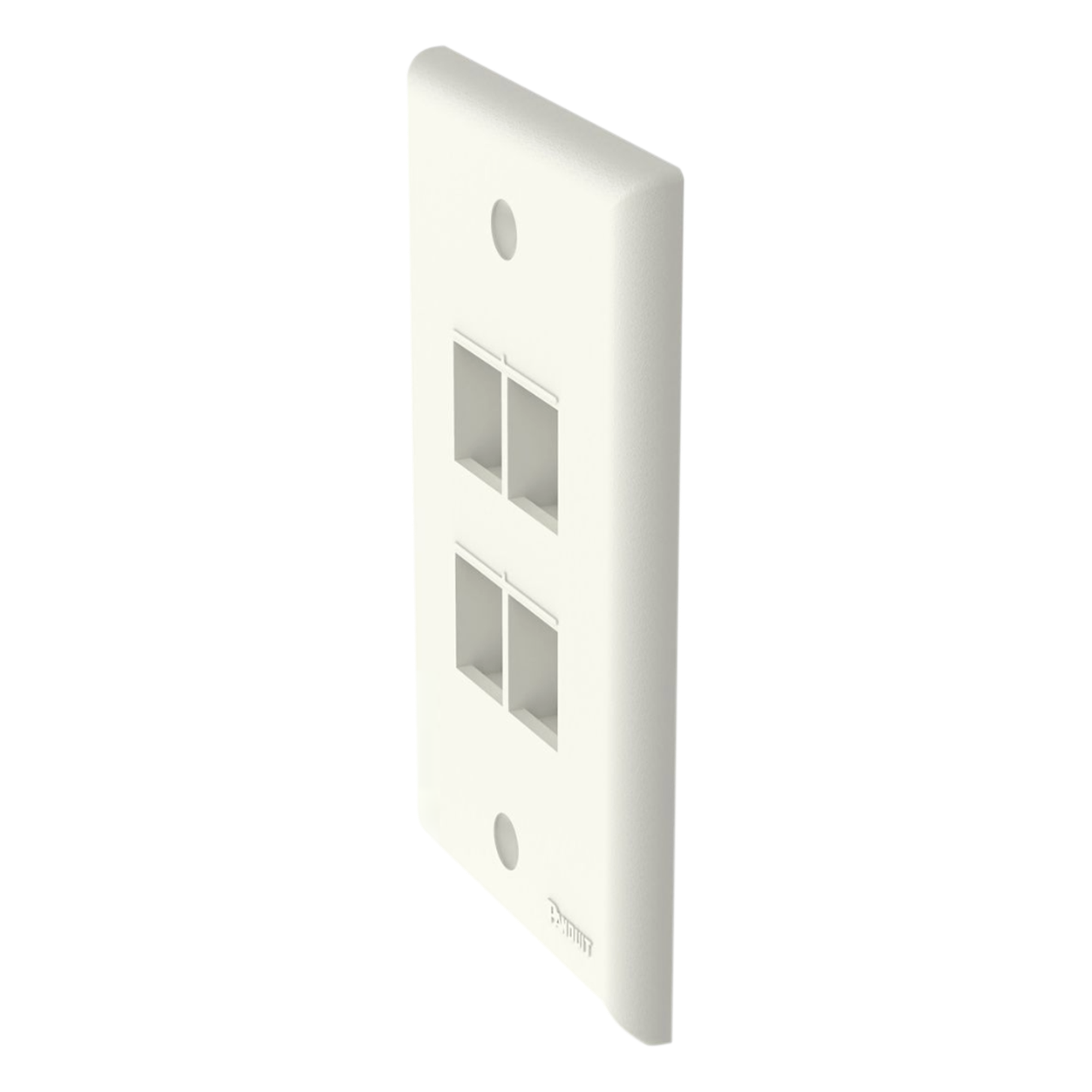 Placa de Pared Vertical / 4 Puertos Keystone / ABS / Blanco Mate / 69.8 x 114.3 mm / 2.75 x 4.5 pulg. / RoHS