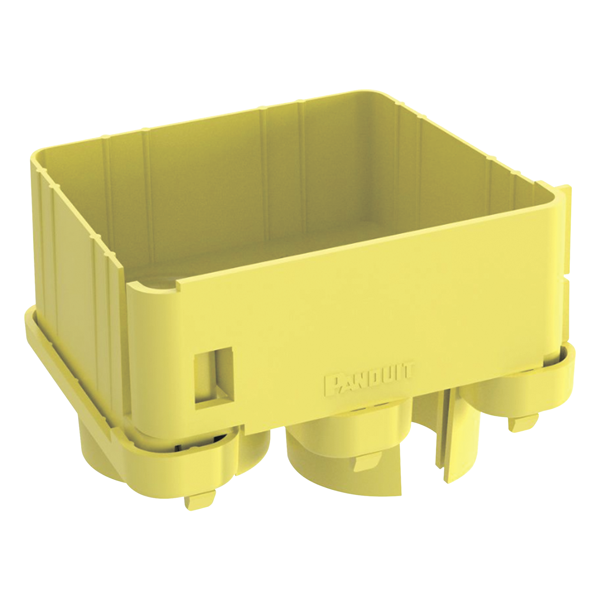 Tapa de Salida / 2 Puertos / Tubería Corrugada 1.5 in (38 mm) / Radio de Curvatura 2 in (50.8 mm) / Canaleta 4x4 / Color Amarillo — PANDUIT · SKU FRIDT4X4LYL