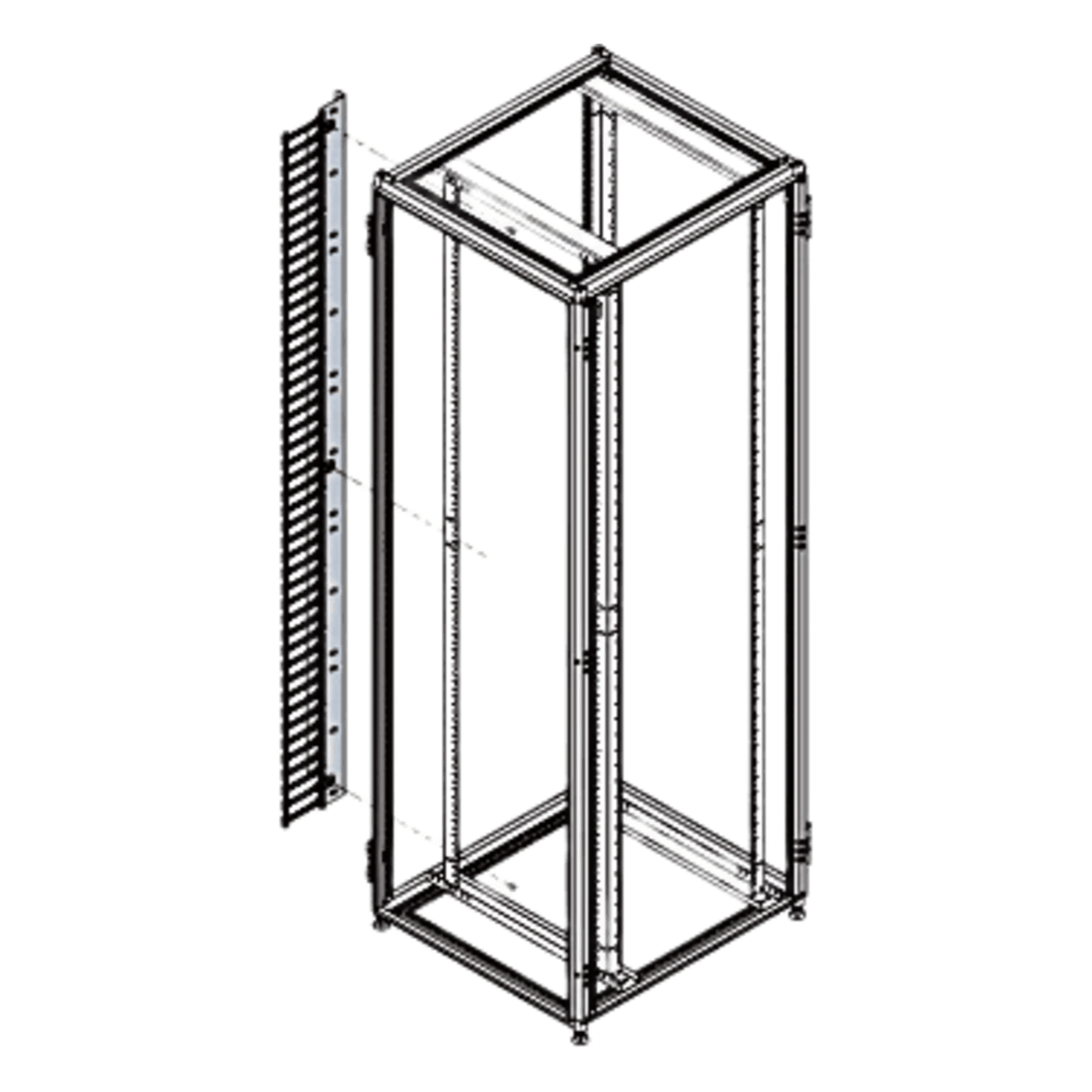 Organizador Vertical de Cables / 45 UR / 2 m (6.6 ft) / 726 Cables / RAL 9005 / Dedos 1.75 pulg / 95x208 mm