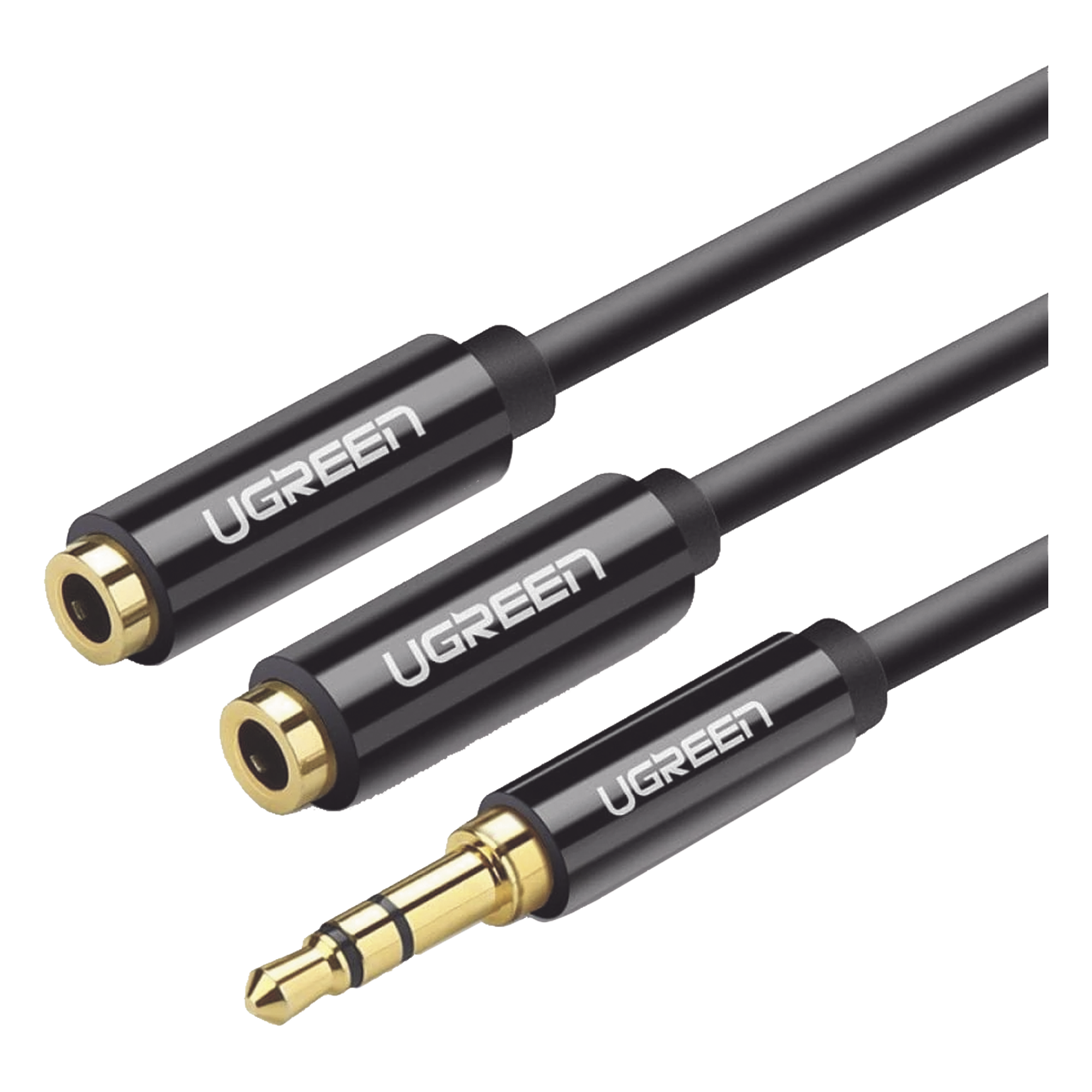 Divisor de Audio / 3.5mm Macho a 2x 3.5mm Hembra / 25 cm (0.82 pies) / TPE / Negro — UGREEN · SKU 20816
