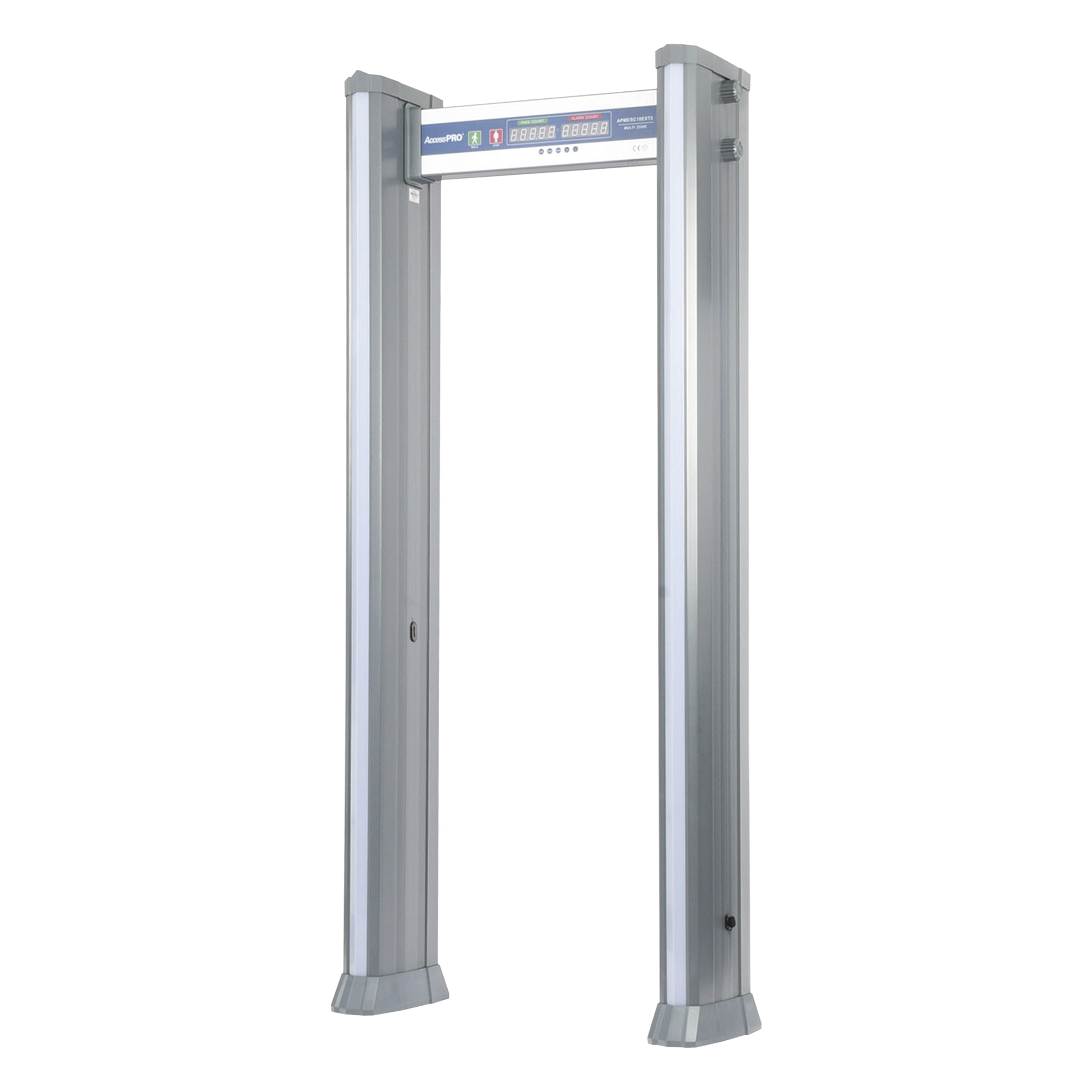 Arco detector de metales / 18 zonas independientes / Uso 100% exterior / Contador de personas / Detección ferrosa y no ferrosa / 50+ inspecciones/minuto — ACCESSPRO · SKU APMESC18EXT2