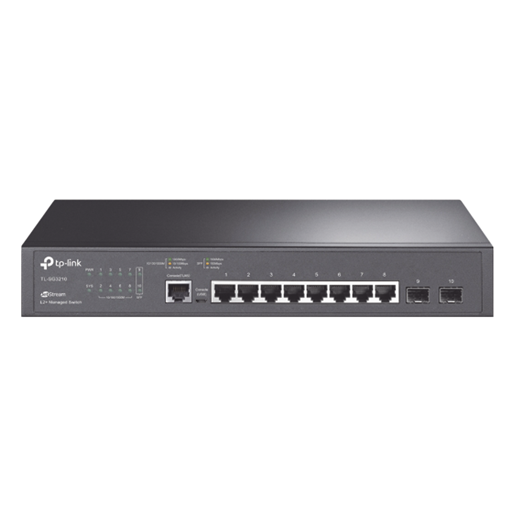 Switch Gigabit Administrable / 8 Puertos RJ45 + 2 SFP / 20 Gbps / SDN Omada / QoS 8 Colas / IPv4/IPv6 — TP-LINK · SKU TL-SG3210