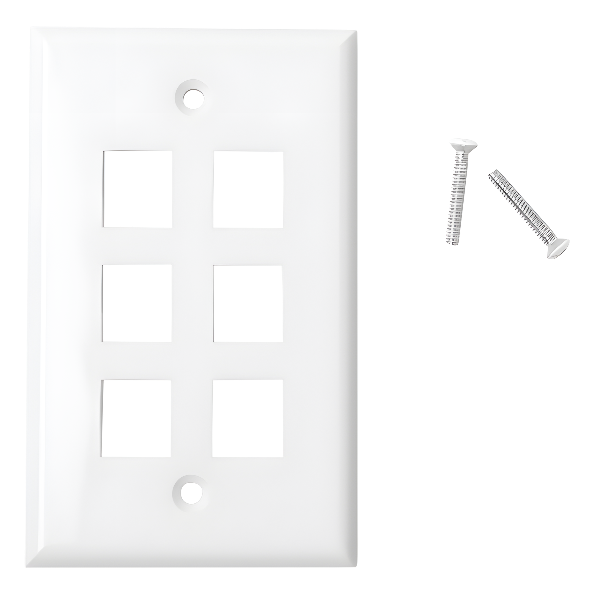 Placa de Pared / 6 Puertos / Keystone / Montaje Vertical / 70 x 115 mm / 2.75' x 4.52' / UL CE ETL — LINKEDPRO BY EPCOM · SKU LP-FP-20