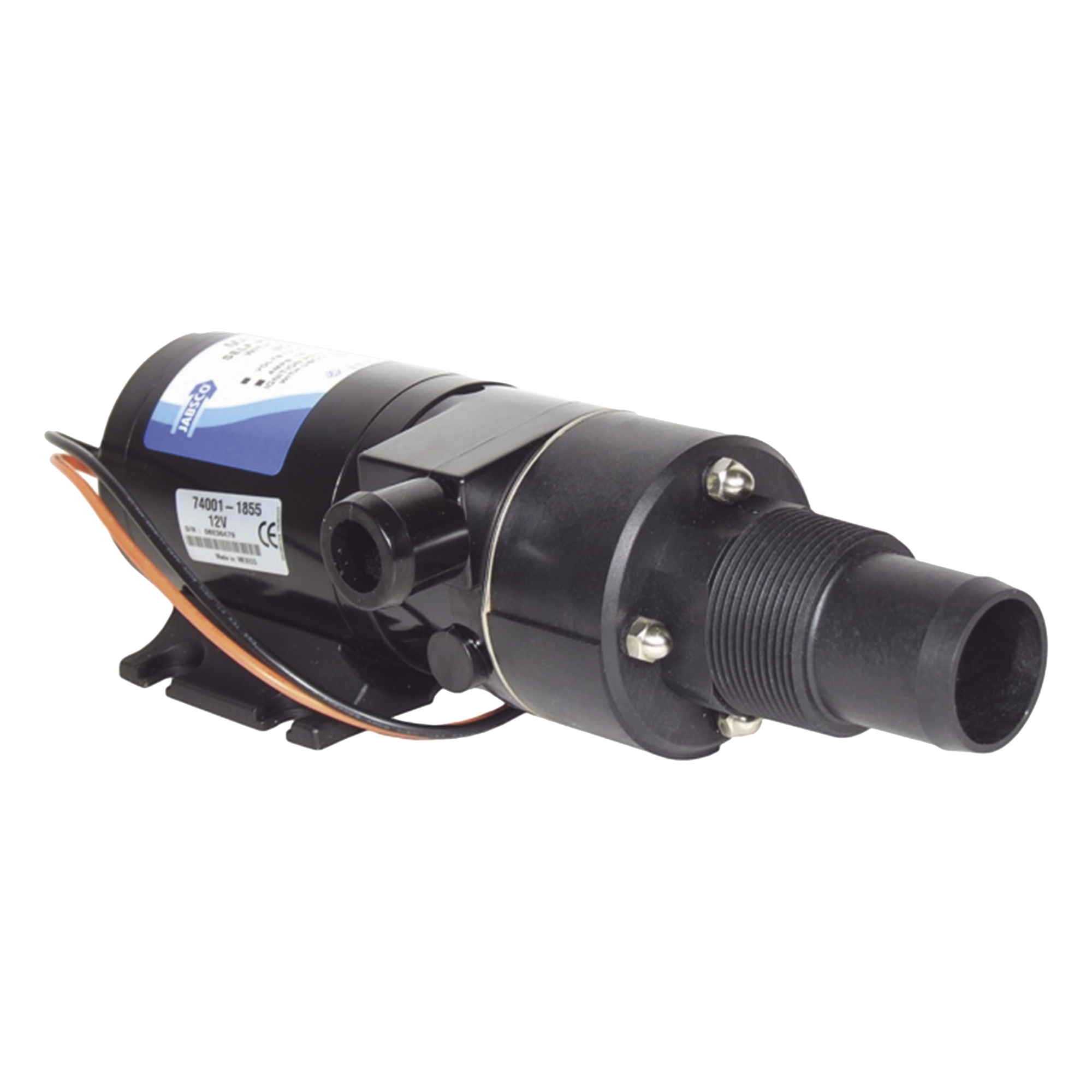 Bomba Maceradora / 12 Vcd / Caudal 43 l/min a 3 m / Altura Máxima 6 m / Entrada 38 mm (1½") / Descarga 25 mm (1") / Autocebante 0,6 m — JABSCO · SKU 18590-2092