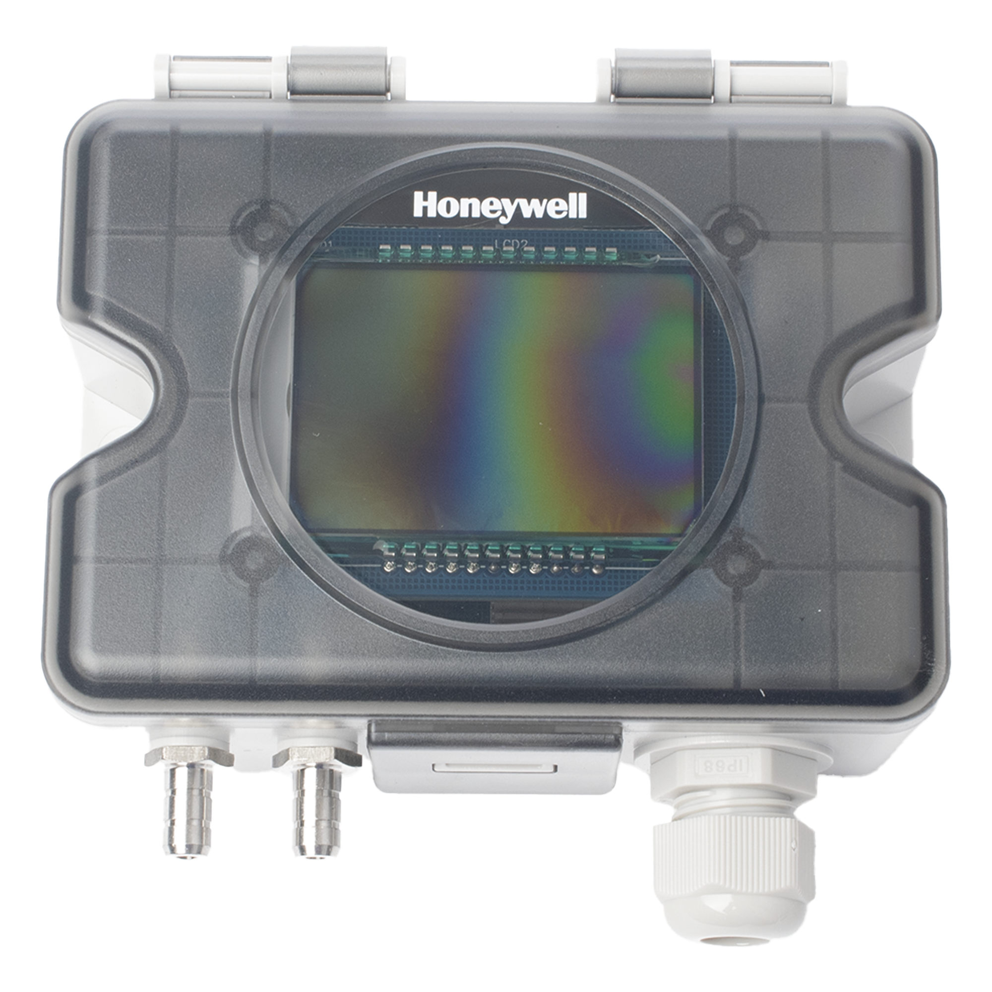 Transmisor de Presión Diferencial de Aire / Rango ±10,000 Pa / Salida Dual 0-10V y 4-20mA / Pantalla LCD 5 Dígitos / IP65 / Sensor MEMS Compensado — HONEYWELL BMS · SKU HSDP-A10000UL