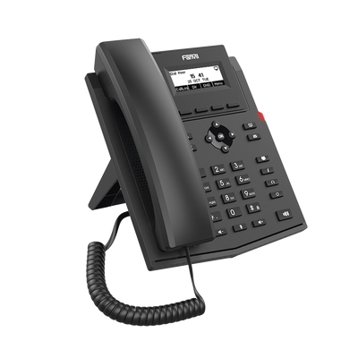 Teléfono IP empresarial para 2 lineas SIP con pantalla LCD,  Puertos Gigabit, Códec Opus, conferencia de 6 vías, PoE.
