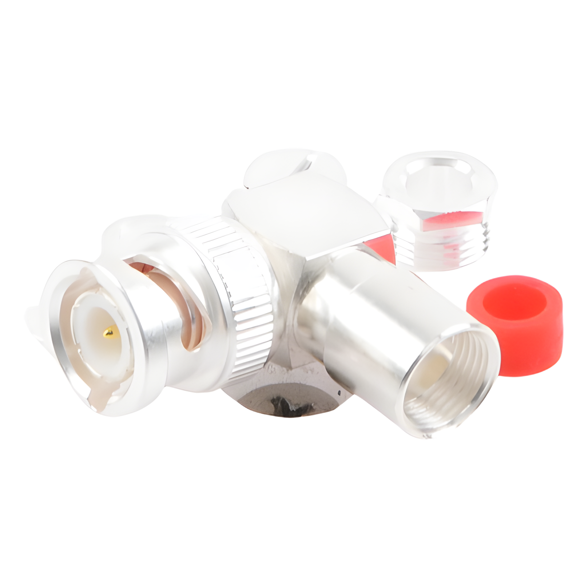 Conector Coaxial BNC Macho / Ángulo Recto / Rosca / Bronce Plateado / Contacto Oro / Teflón / RG-58/U, RG-142/U, LMR-195