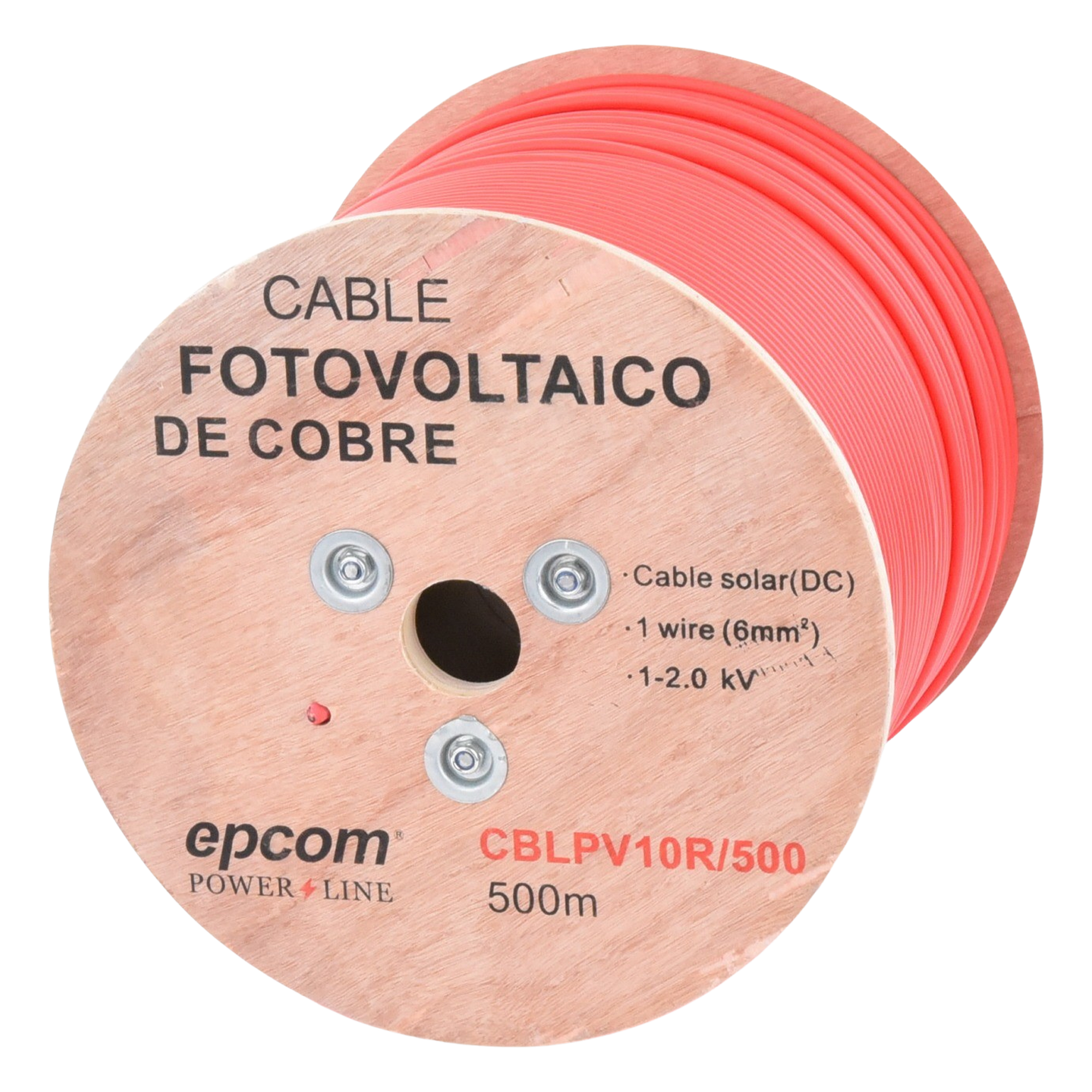 Cable Fotovoltaico / Conductor Cobre 6 mm² (10 AWG) / 2000 Vcc / Rango -40°C a 120°C / Resistencia UV y Ozono / Carrete 500 m (1640.4 ft) — EPCOM POWERLINE · SKU CBL-PV-10R/500