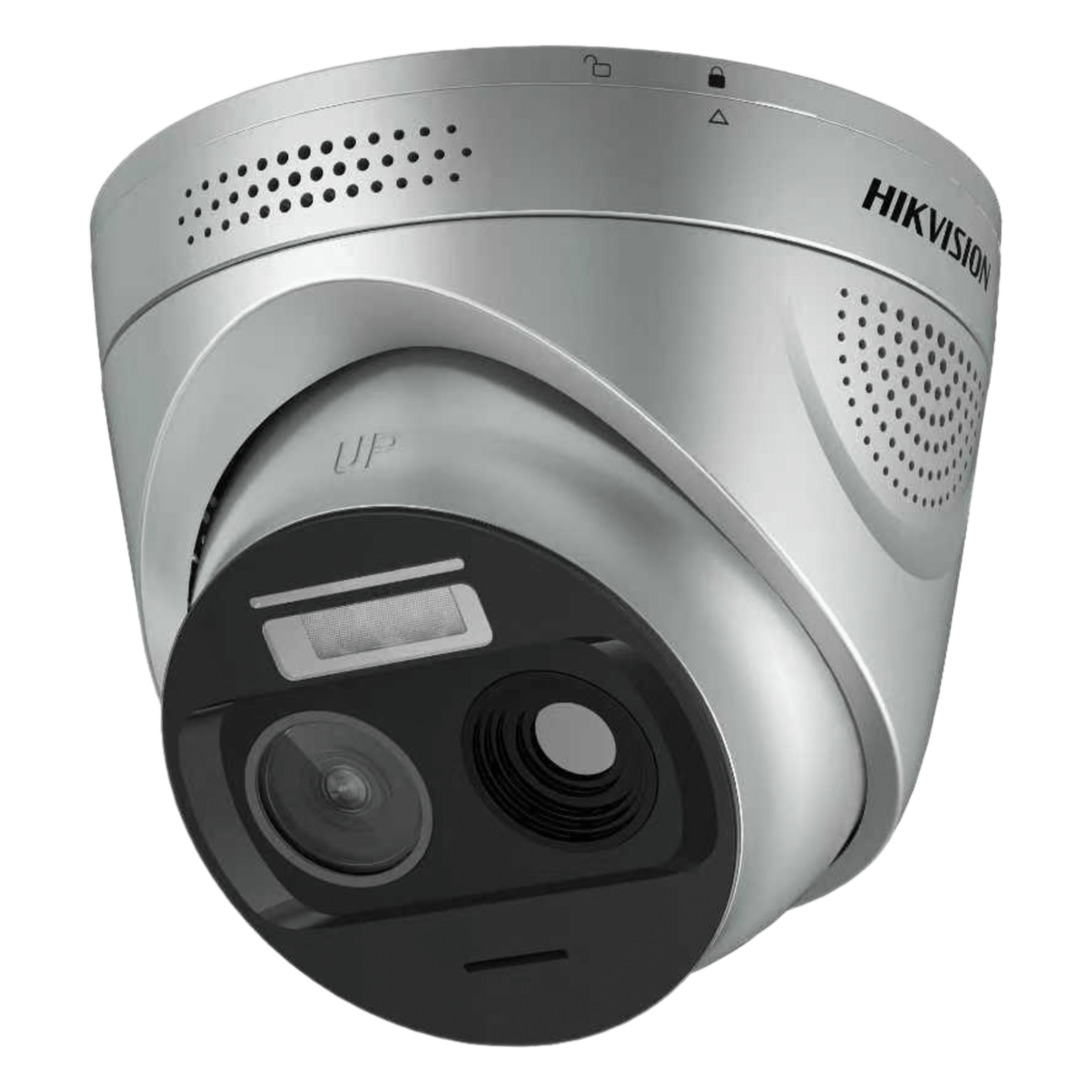 Cámara IP Turret / Detección Térmica de Incendios / 4 Megapíxel Óptico + 1 Megapíxel Térmico / Doble Espectro / Alcance de Llama 30 m (98.4 ft) / IP67 / -20 a 550 °C — HIKVISION · SKU HF-VT343