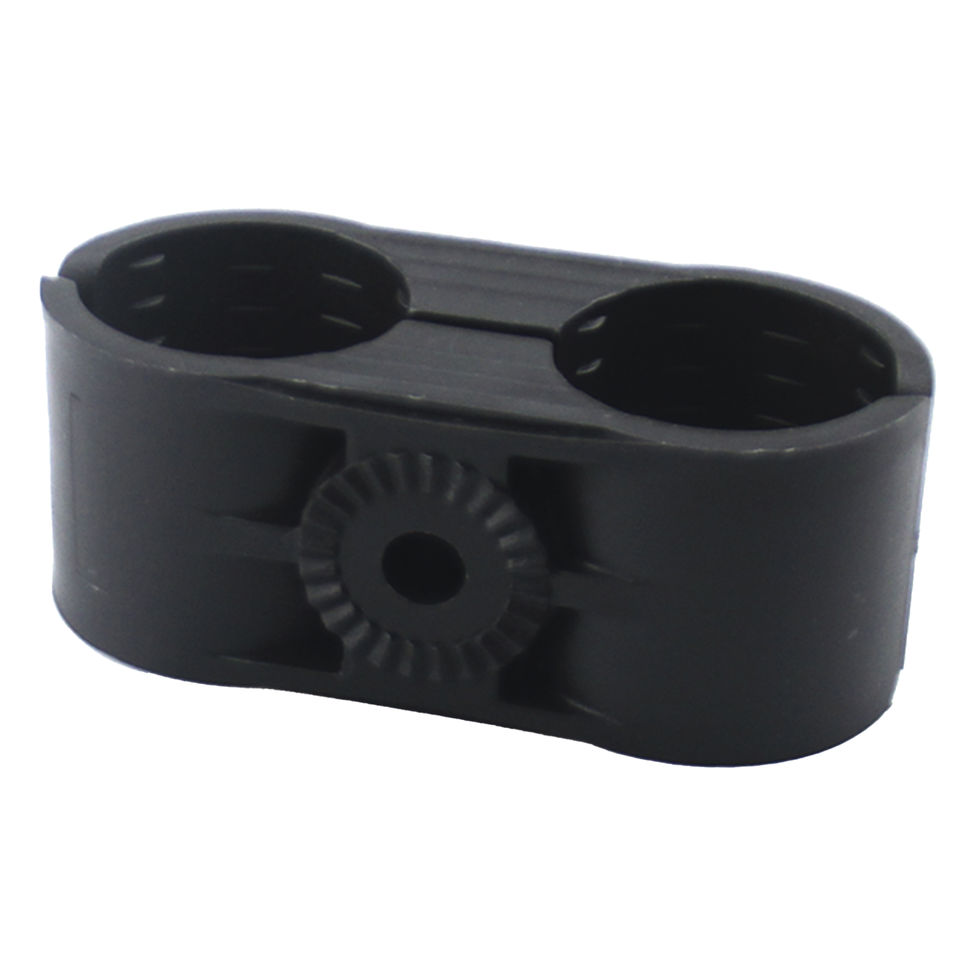 Sujetador Plástico para Cable Coaxial / 2 Cables / 1-1/4" Nominal / Rango 1.535" a 1.614" (39 a 41 mm) / Montaje Varilla 3/8" o M10 / Paquete 10 Unidades — SYSCOM TOWERS · SKU CB-114