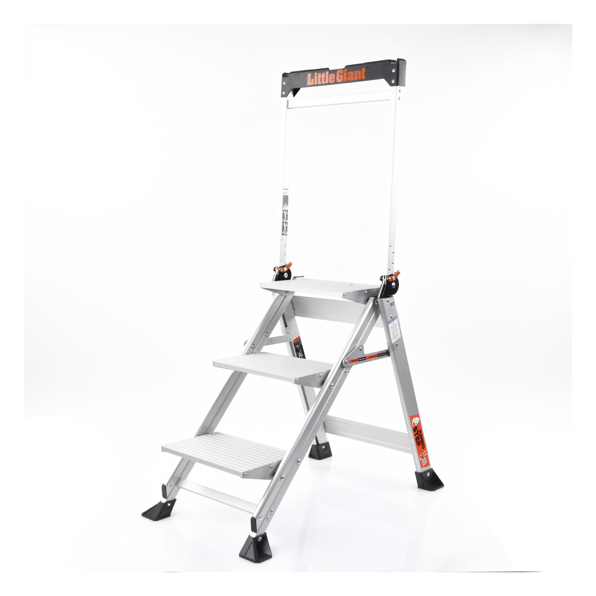 Escalera de Tijera / 3 Peldaños Jumbo / Altura 0.67 m (2.2 ft) / Capacidad 170 kg (375 lbs) / Barra Anti-caídas / Almohadillas Antideslizantes