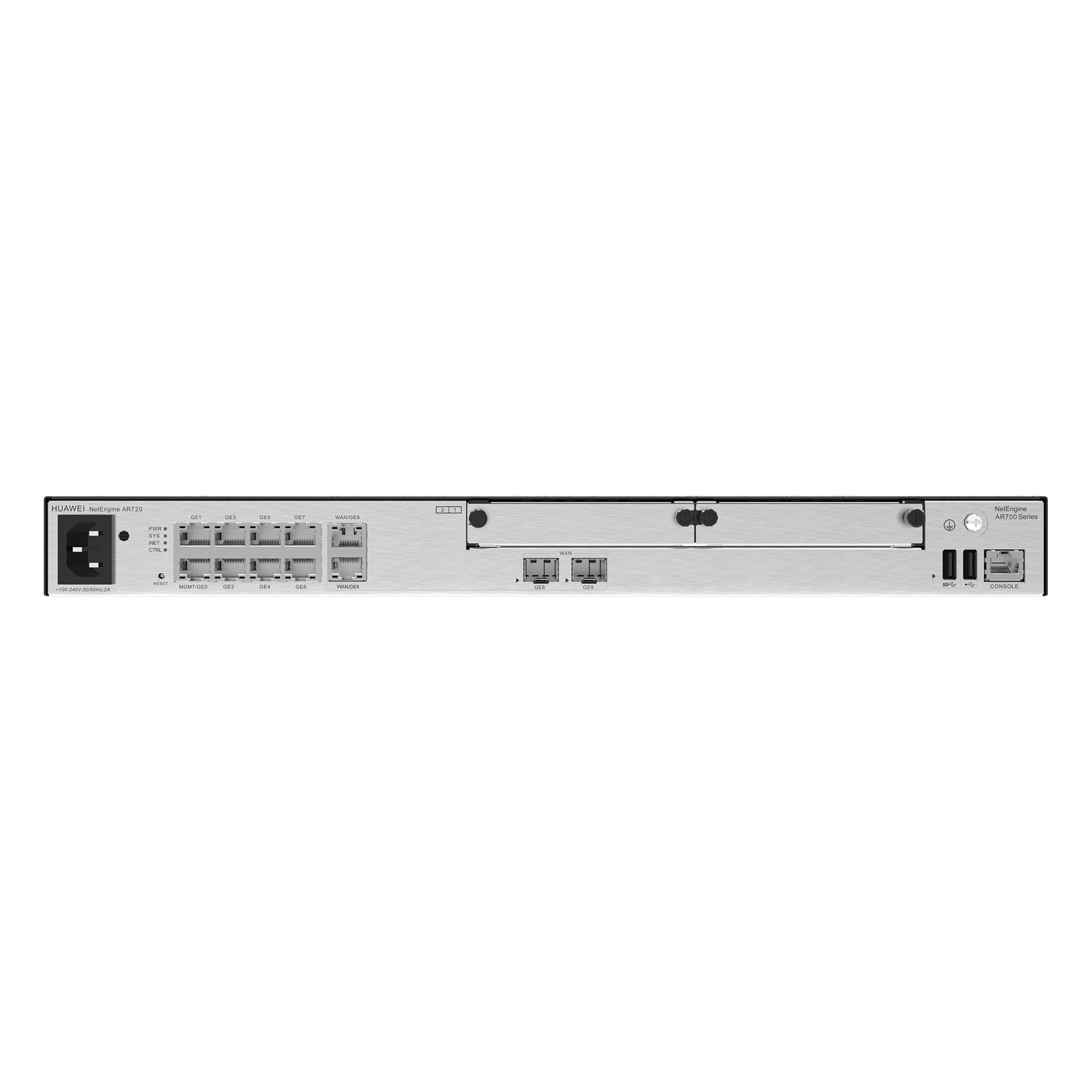 Router Empresarial / 8 Puertos 10/100/1000 Mbps / 2 Puertos SFP Combo / Rendimiento 4 Gbps / Balanceo de Cargas / Hasta 700 Clientes / VPN Multiprotocolo — HUAWEI · SKU AR720