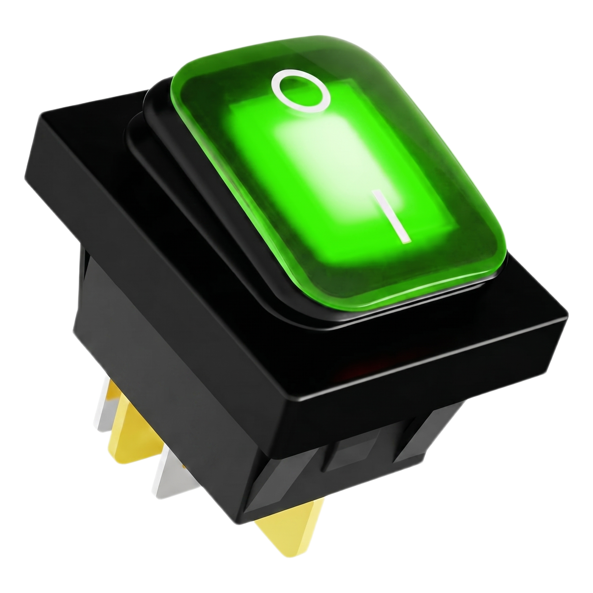 Interruptor Industrial / LED Verde / IP65 / NO-COM-NC / -40°C a 125°C / 30A / 38 x 28 x 29.5 mm — ACCESSPRO · SKU APB-03121-G