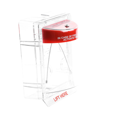 Cubierta Protectora Serie Stopper II® De Policarbonato, Con Bocina, Espaciador Transparente, Montaje en Superficie, Etiqueta en Inglés 