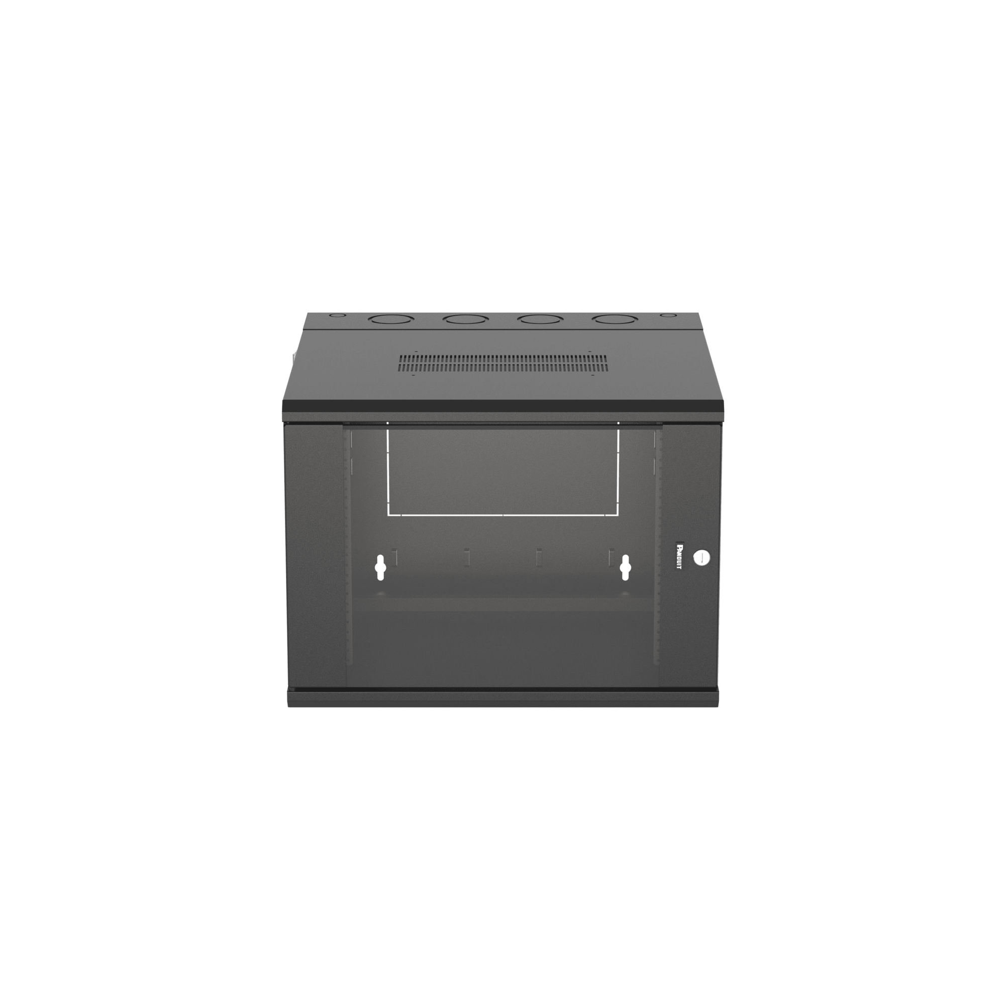 Gabinete PanZone de Montaje en Pared, de 19in, Puerta con Ventana de Seguridad, 9 UR, 635mm de Profundidad, Color Negro