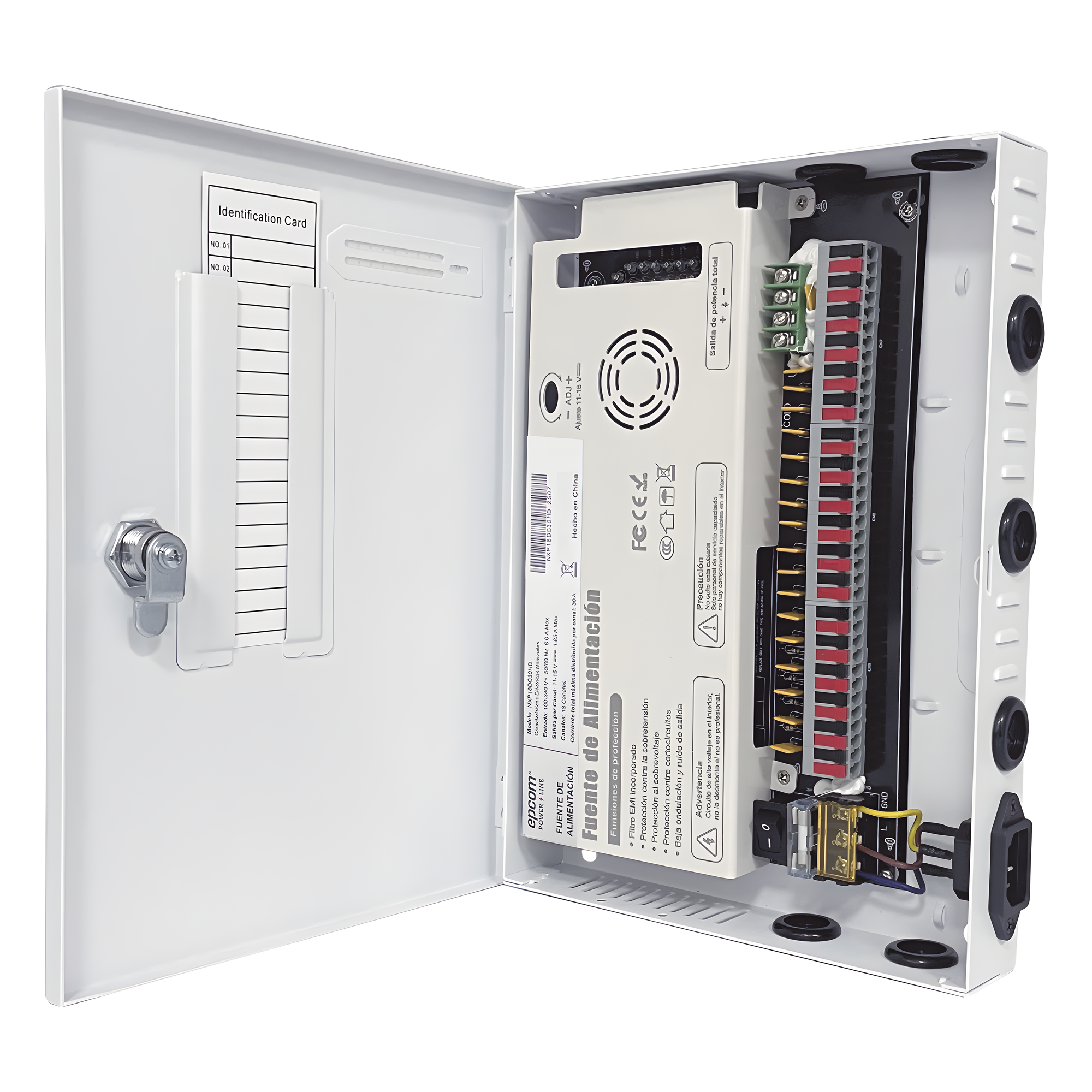 Fuente de Poder CCTV / 18 Canales / 30 A / 11-15 VCC / 350 W / Filtro de Ruido por Canal — EPCOM POWERLINE · SKU NXP18DC30HD