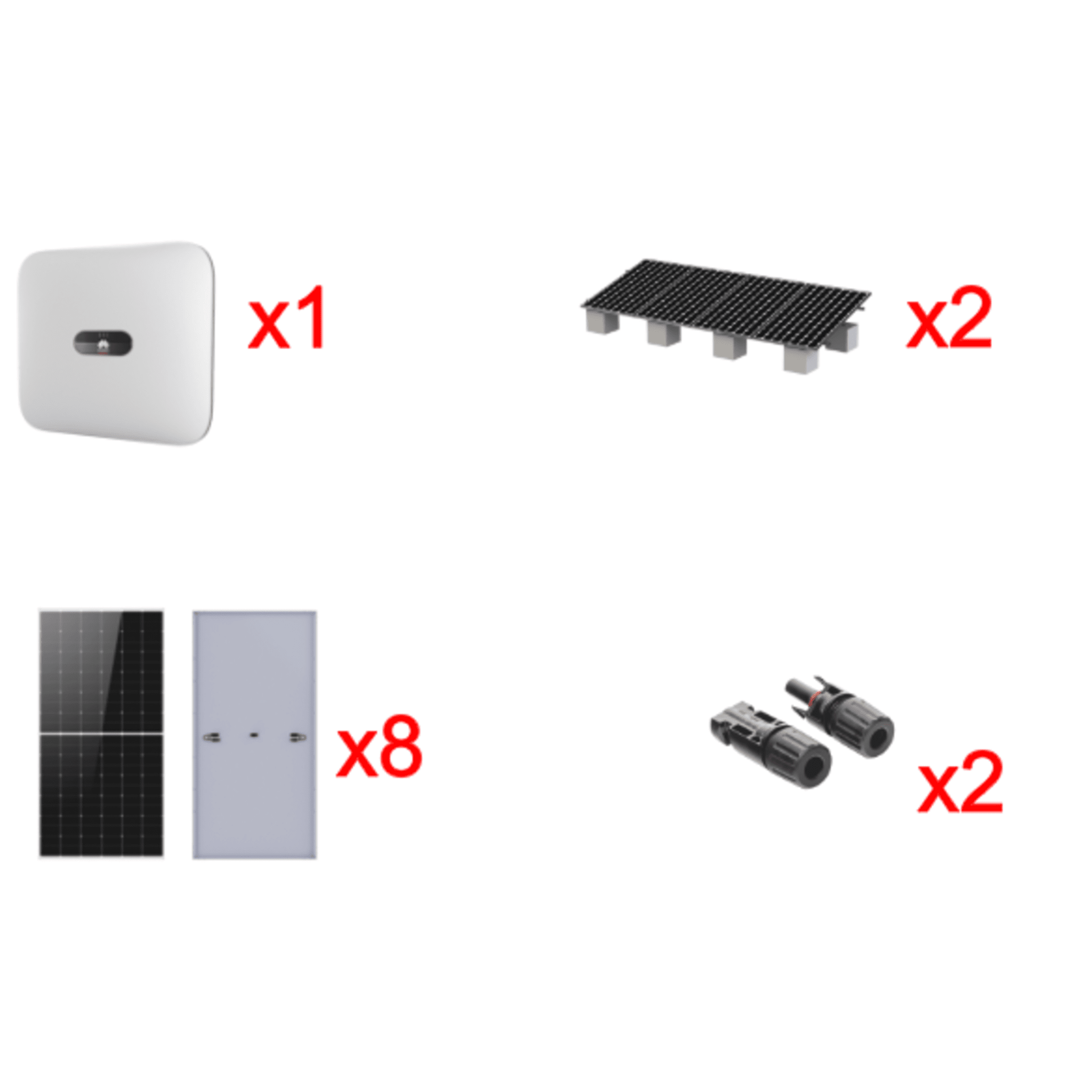 Kit Solar de Interconexión / 5 kW / 220 Vca / 8 Módulos 645W / Inversor 5 kW / Montaje para 4 Módulos — HUAWEI FUSIONSOLAR · SKU SUN20005KTKIT
