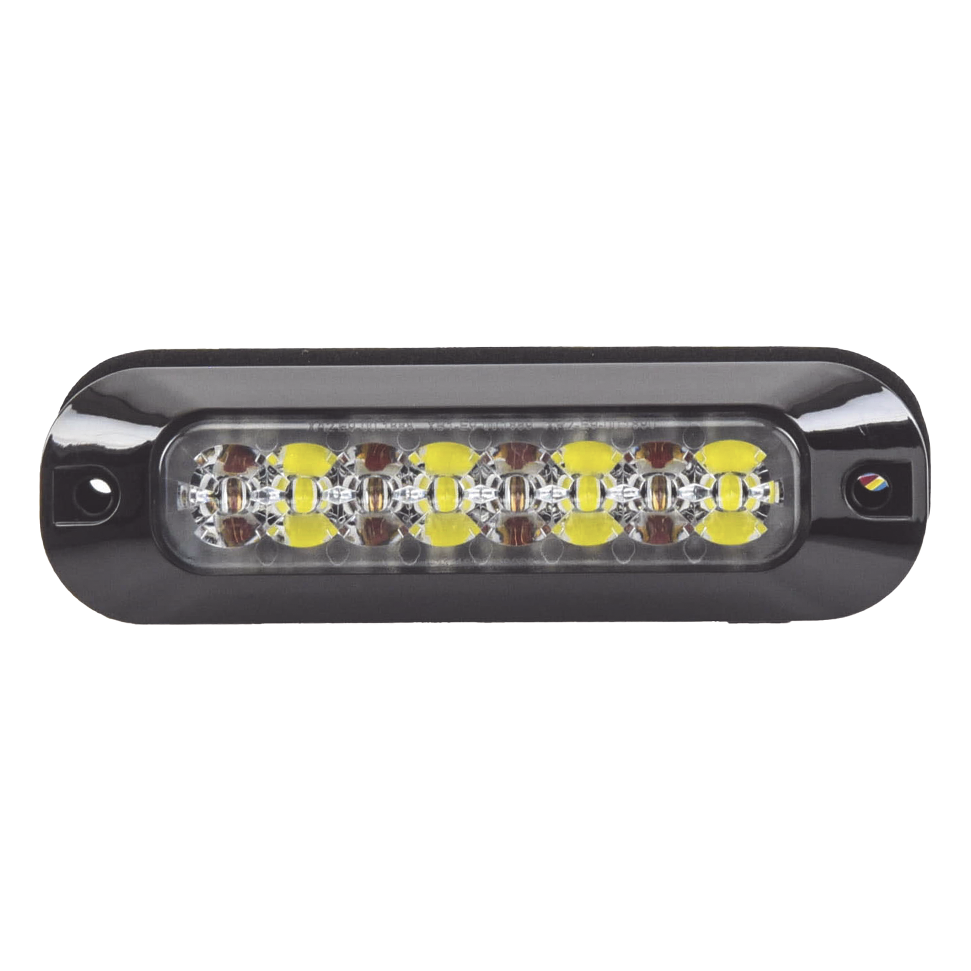 Luz Auxiliar LED / 4 LEDs Ultra Brillantes / 21 Patrones de Destello / 12-24 VCC / SAE J595 Clase I / Mica de Policarbonato Transparente