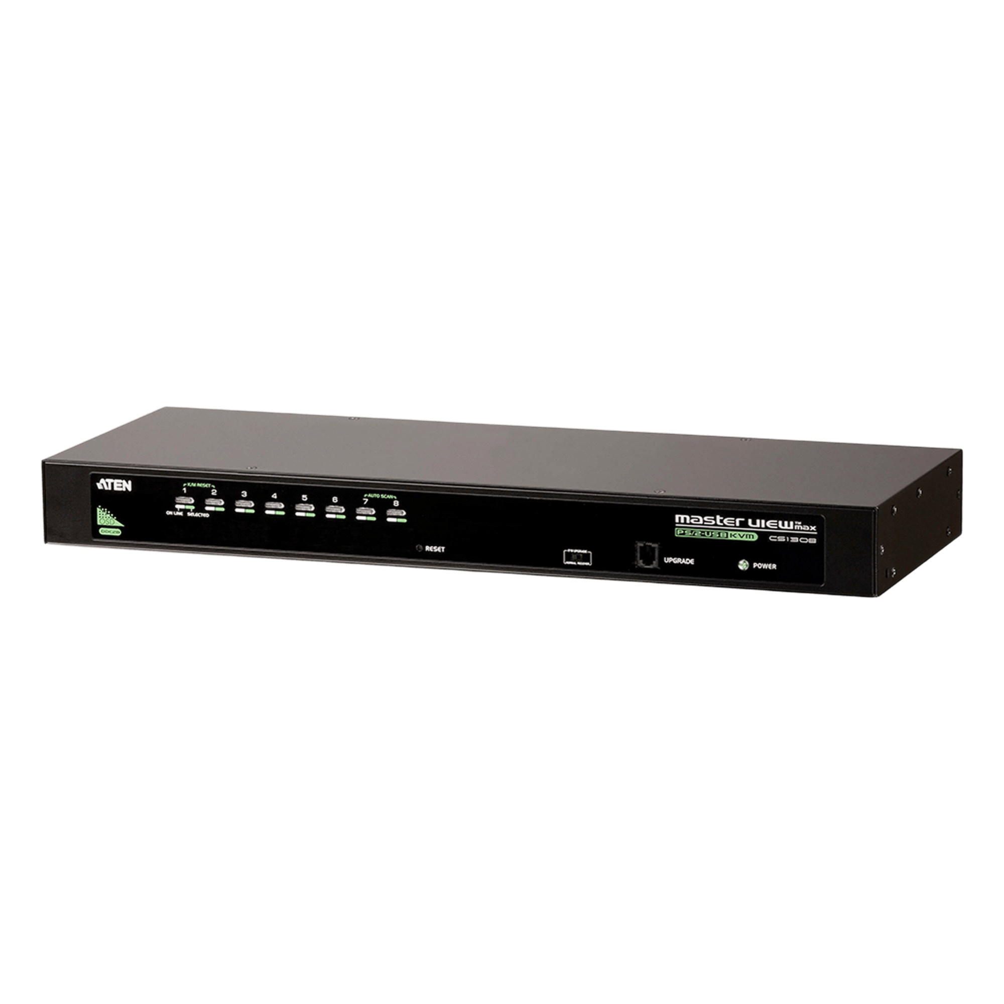 Conmutador KVM VGA de 8 puertos / Control de 64 computadoras / Resolución 2048x1536 / USB-PS/2 / Montaje Rack 19" / 1U — ATEN · SKU CS1308