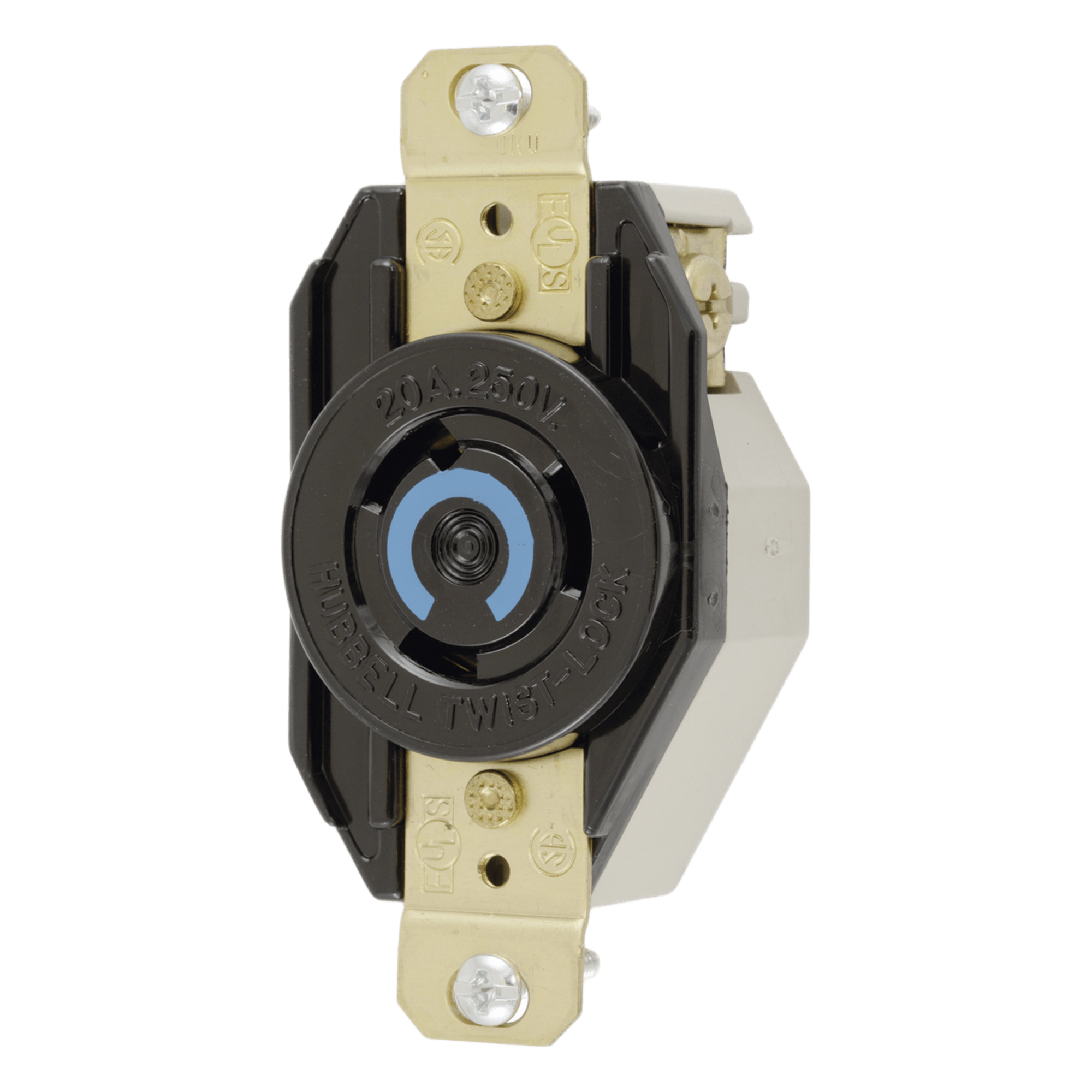 Receptáculo Industrial / Media Vuelta NEMA L6-20R / 20A 250V / 2 Polos 3 Hilos / Nylon Resistente / -40°C a 75°C — HUBBELL · SKU HUB-HBL-2320