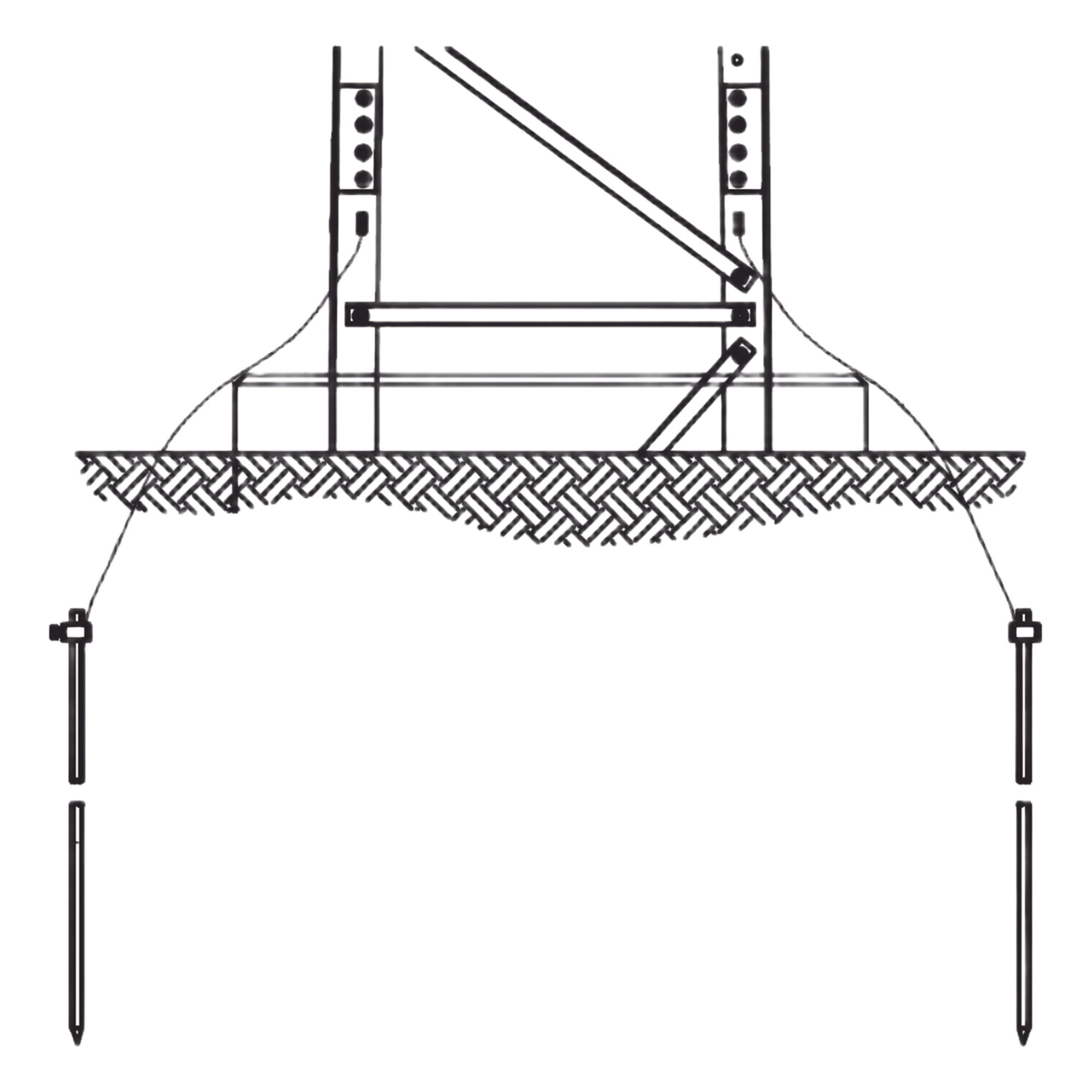 Sistema de Aterrizaje de 3 Piernas / Acero Galvanizado / Carga 5.000 kg / Secciones 13-21 — Trylon · SKU TRY-ST-GROUND3