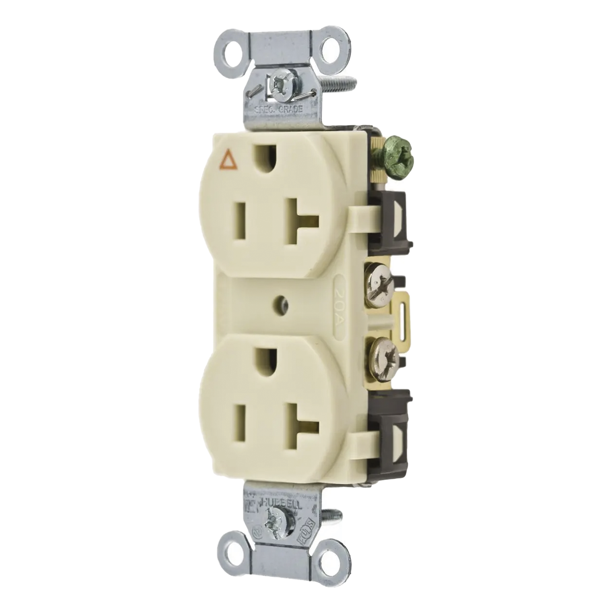 Contacto Dúplex Grado Comercial / 20 A 125 V / 2 Polos 3 Hilos / NEMA 5-20R / Interior Seco / -40 °C a 75 °C — HUBBELL · SKU HUB-IG5352I