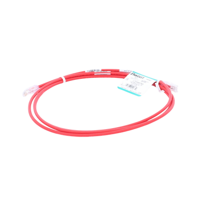 Cable de Parcheo UTP Cat6A, CM/LSZH, Diámetro Reducido (28AWG), Color Rojo, 2.13 Metros (7 Pies)