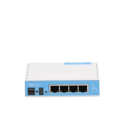 (hAP Lite) 4 Puertos Fast Ethernet y  Wi-Fi 2.4 GHz 802.11 b/g/n