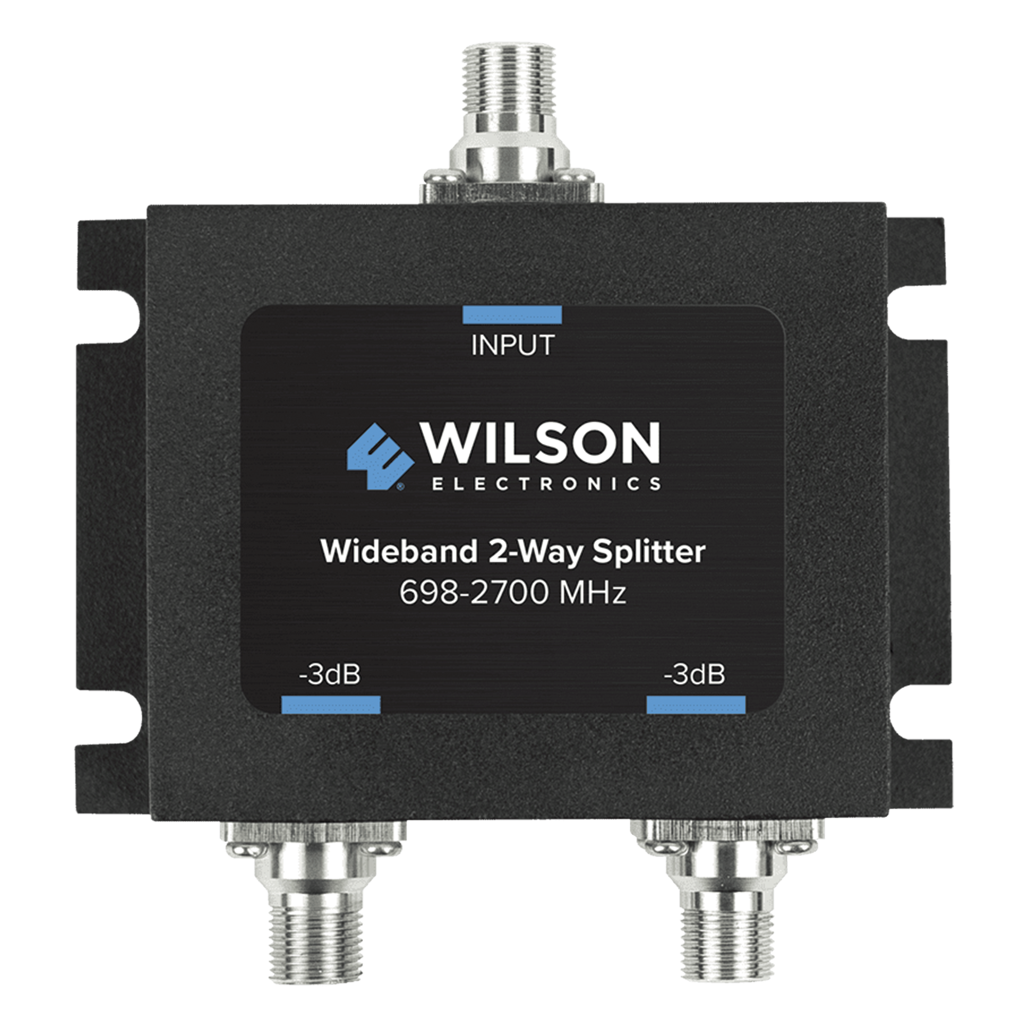 Divisor de Potencia Coaxial 2 Vías / 698-2700 MHz / 75 Ohm / Pérdida por División 3 dB / Aislamiento ≥20 dB / Conector F-hembra / Microstrip — WILSONPRO / WEBOOST · SKU 850-034